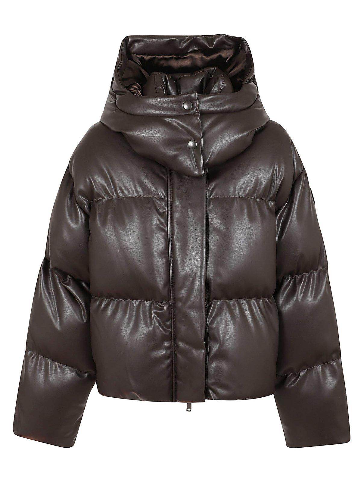 Shop Stella Mccartney Hooded Alter Mat Puffer Jacket In Dark Chocolate