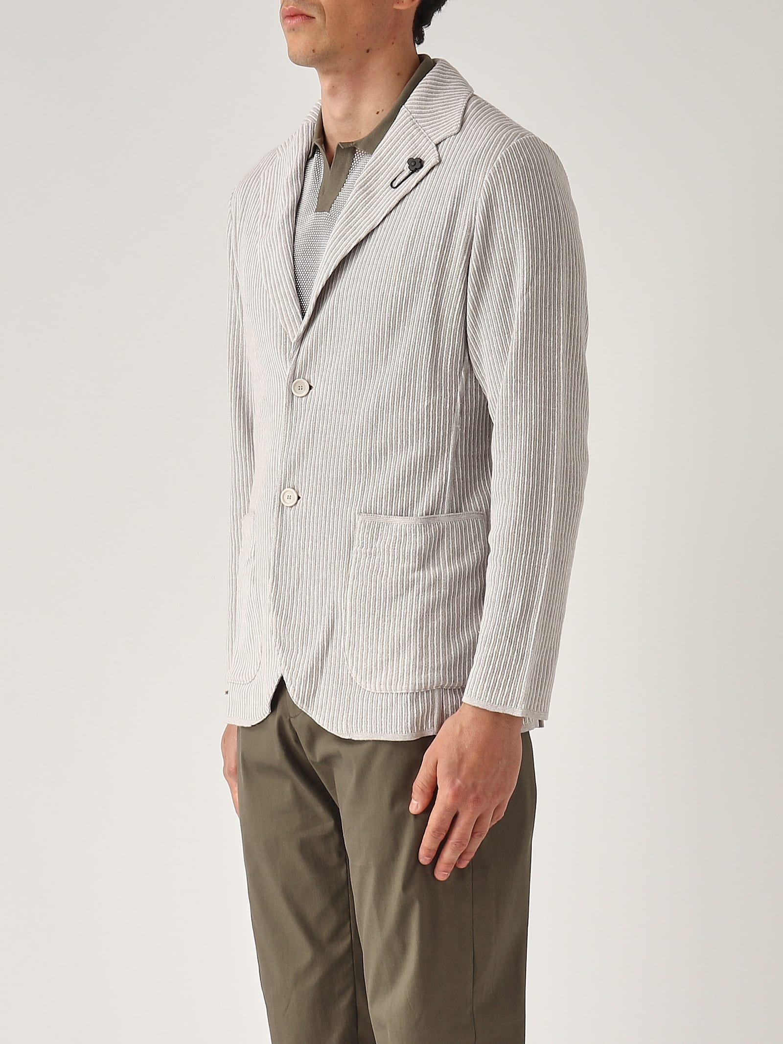 Lardini Giacca Maglia Jacket In Gray
