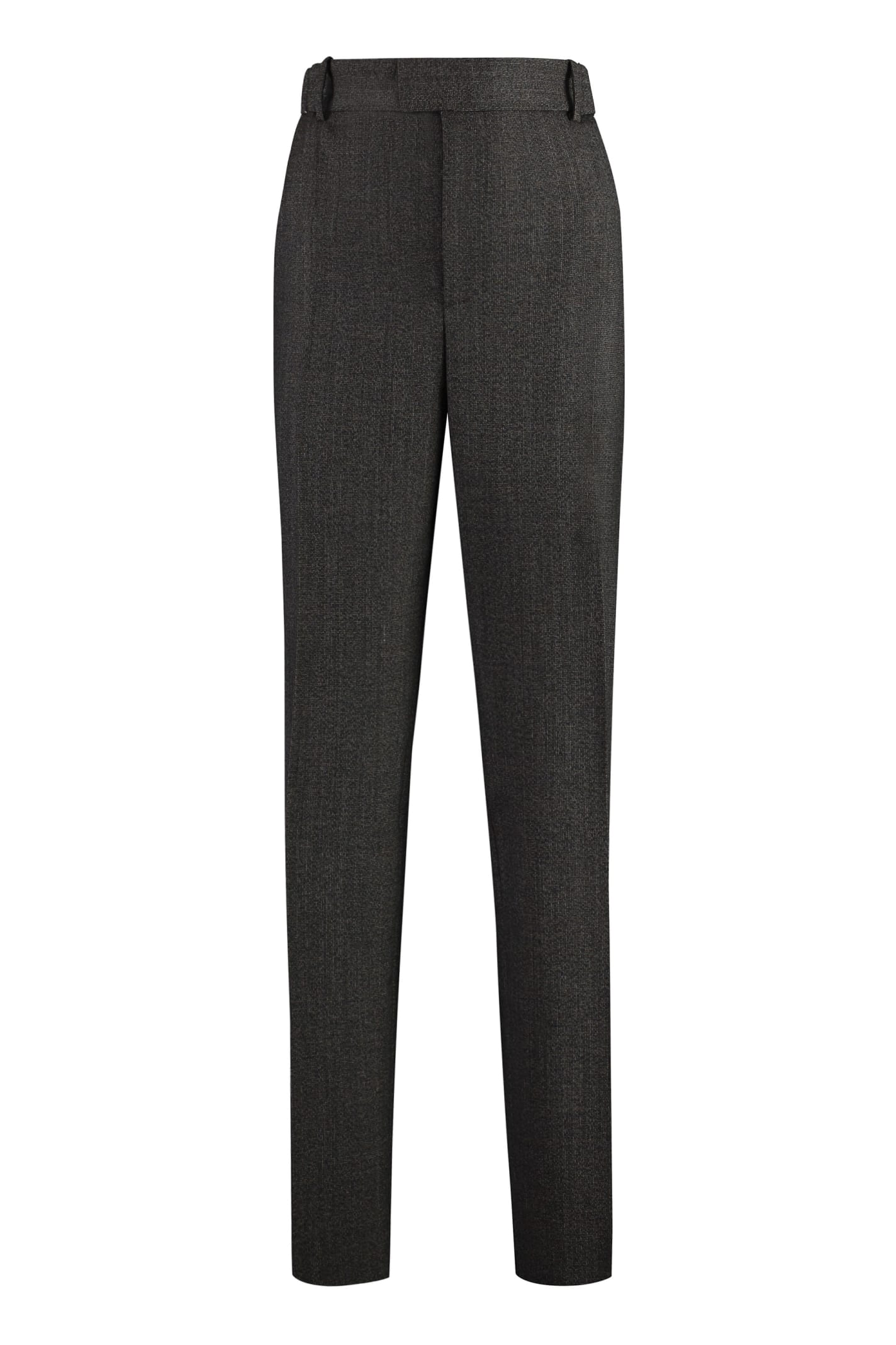 Shop Bottega Veneta Wool Trousers In Brown/white