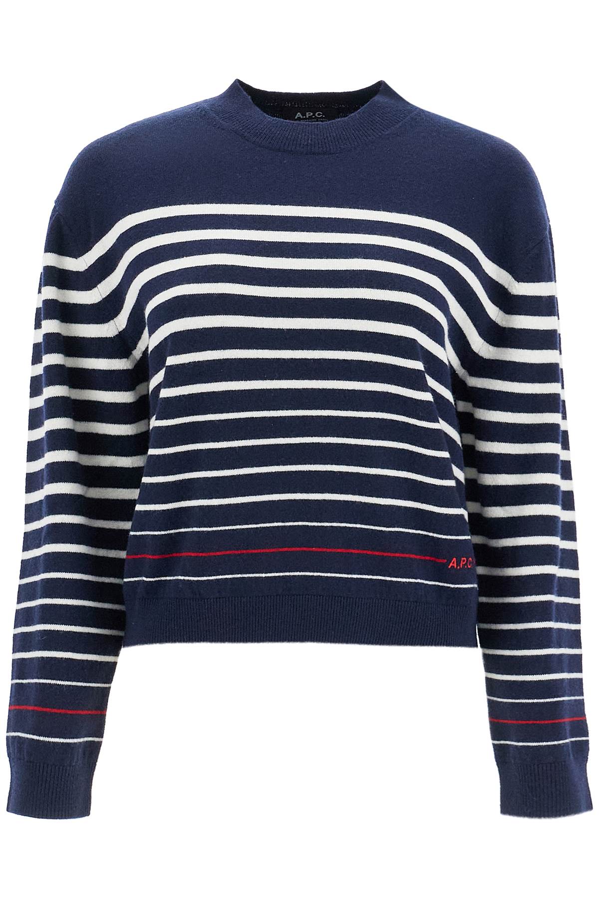 Shop Apc Striped Wool Billie Pullover In Dark Navy (blue)