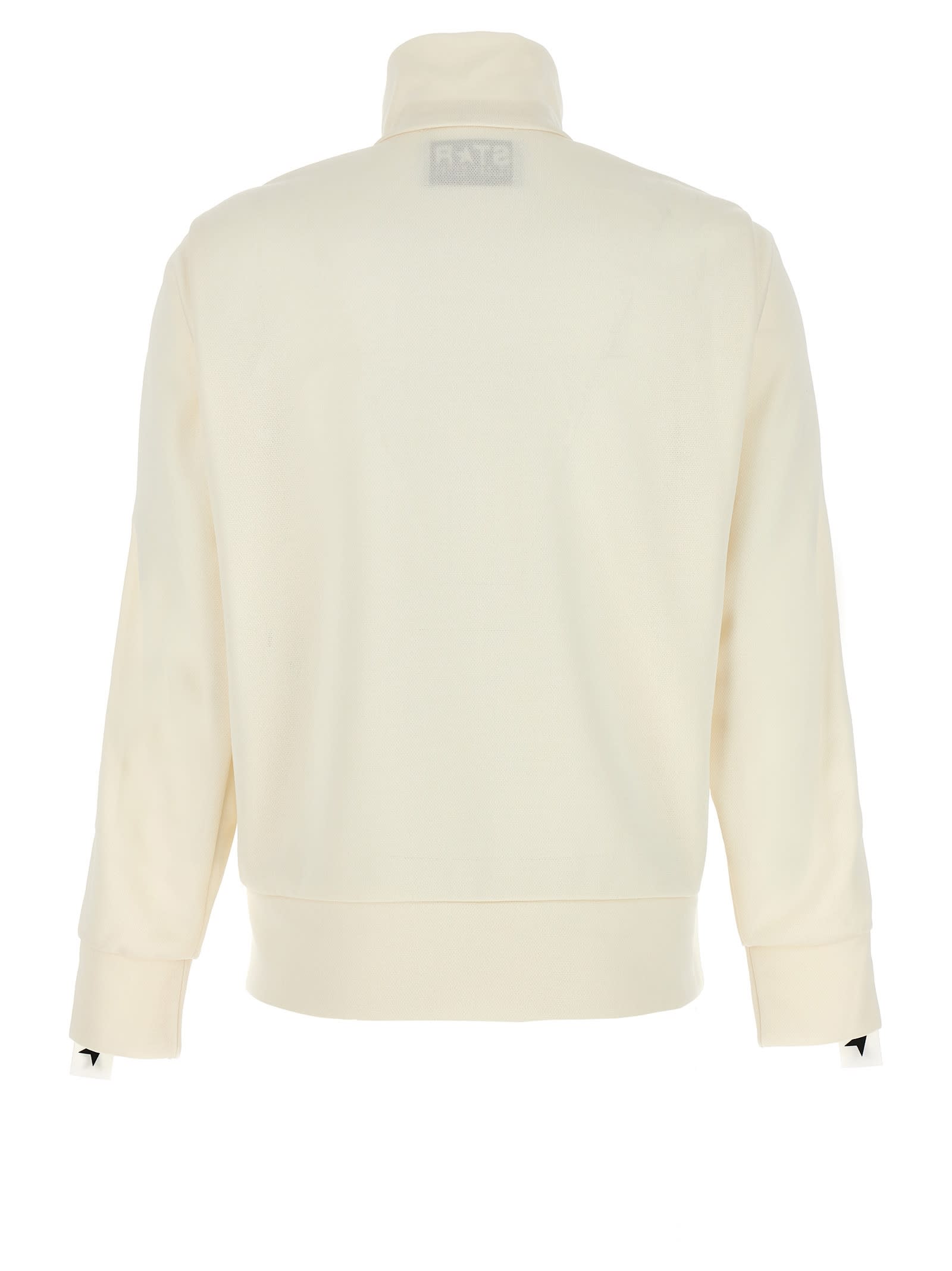 Shop Golden Goose Zipped Track Sweatshirt In White/black