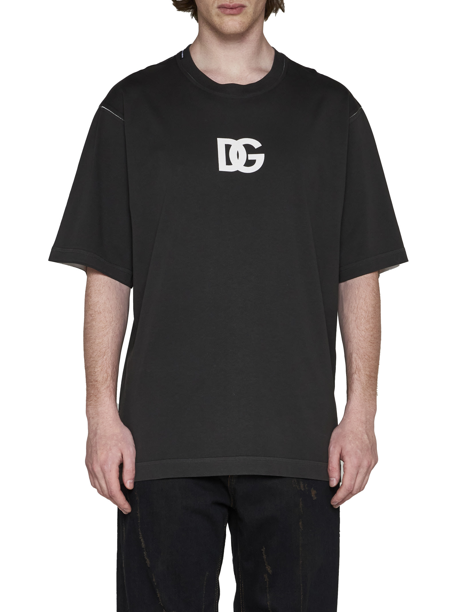 Dolce & Gabbana Dg Logo Print T-shirt In Black