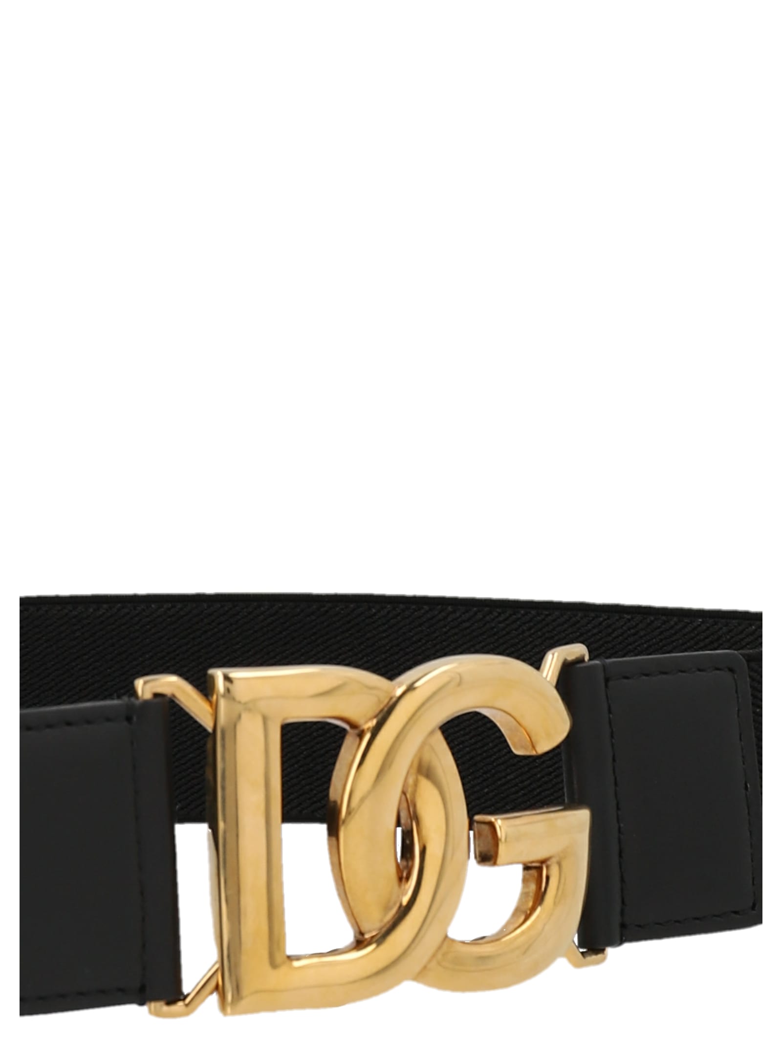 Shop Dolce & Gabbana Logo Elastic Belt In Nero Oro