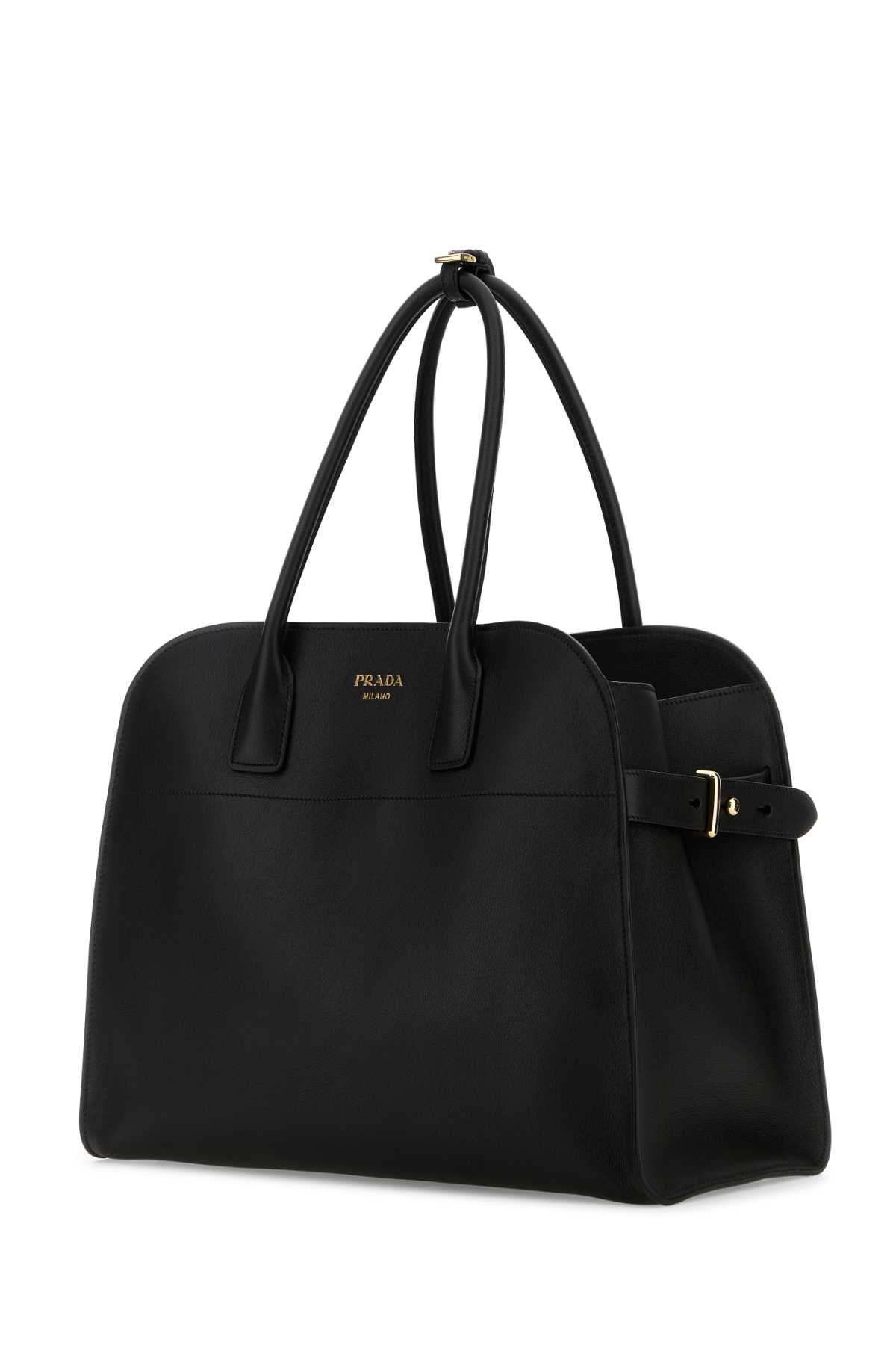 Shop Prada Black Leather Shopping Bag