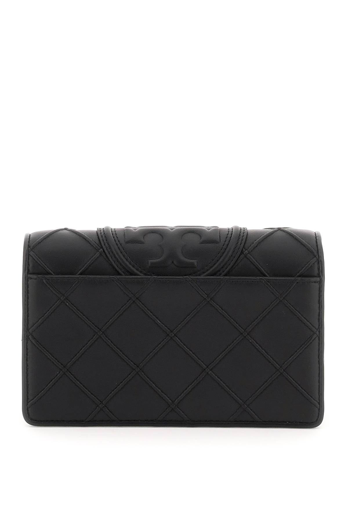 Tory Burch Fleming Leather Wallet On Chain In Black