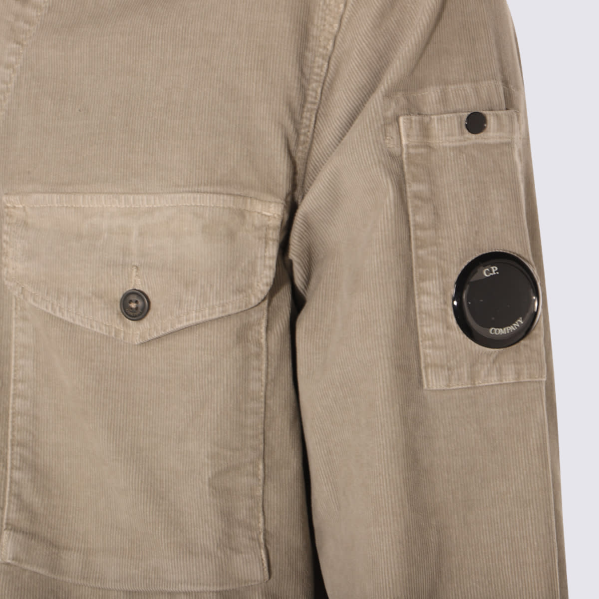 C.p. Company Arm Patch Chest Pockets Long Sleeves In Neutral