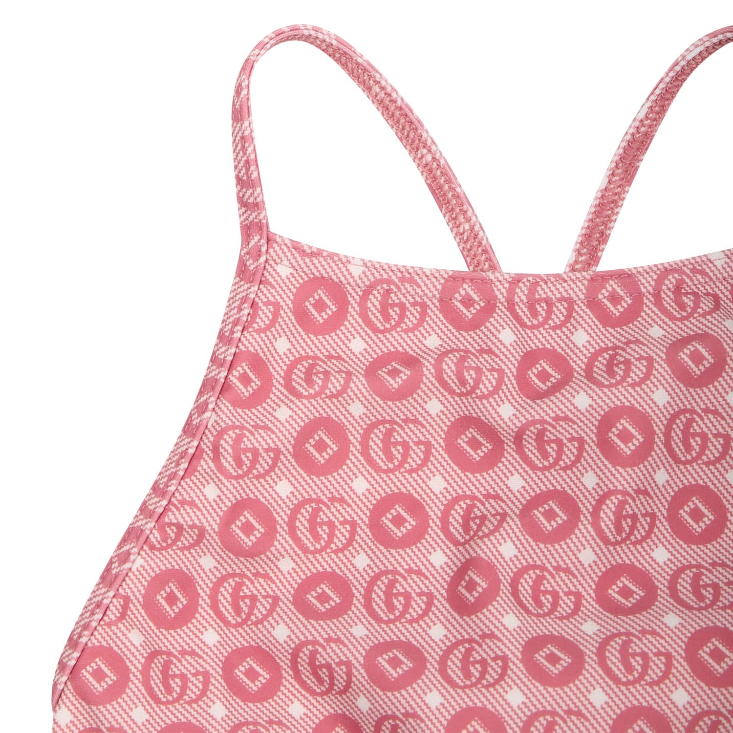 Shop Gucci Pink Swimsuit For Baby Girl With A Double G Geometric Motif