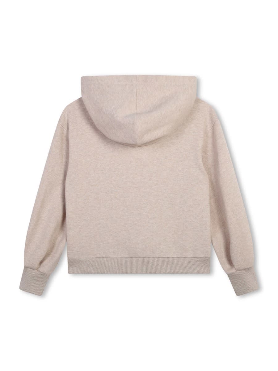 Shop Chloé Hooded Cardigan In Beige