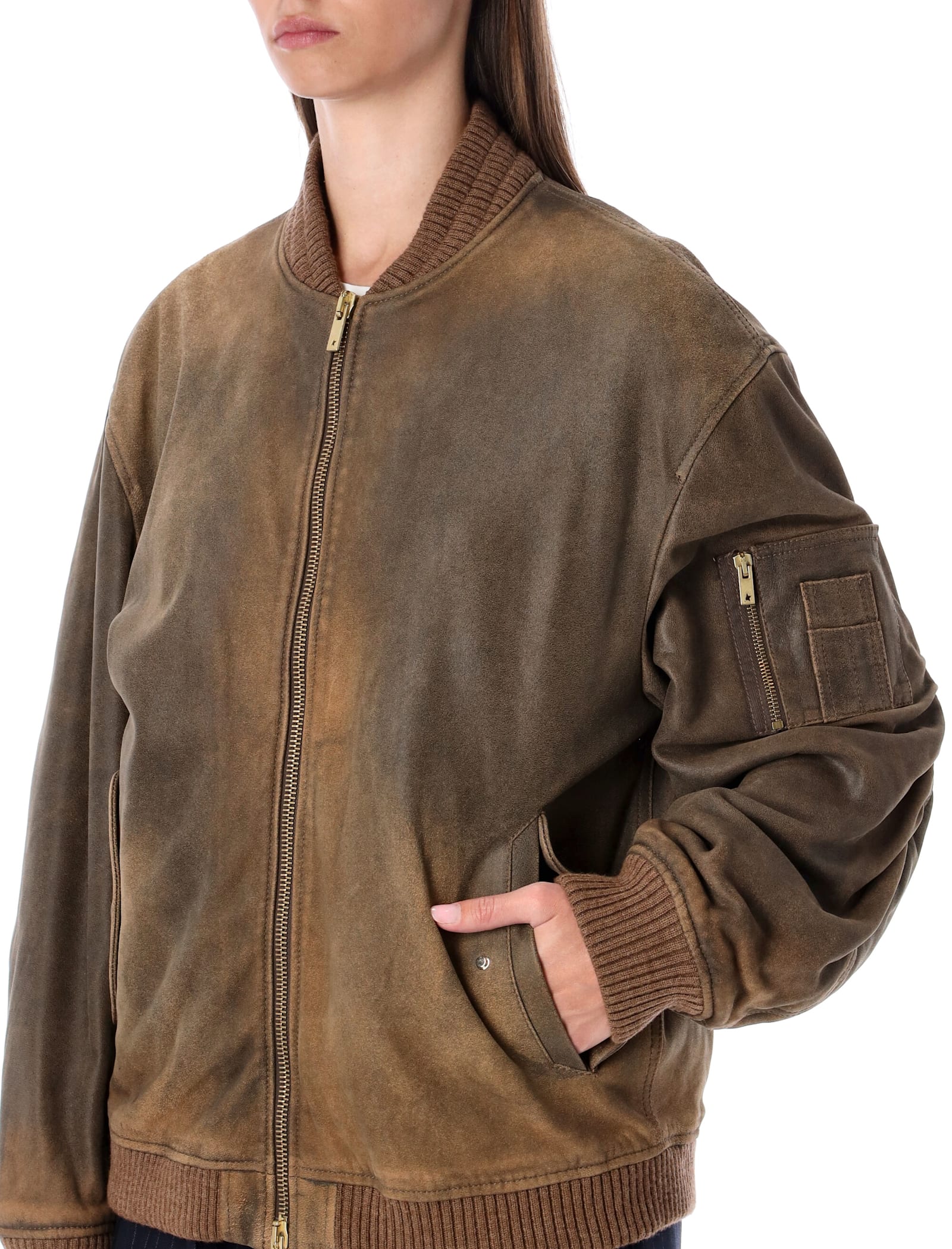 Golden Goose Unisex Brown Bomber Jacket In Brown
