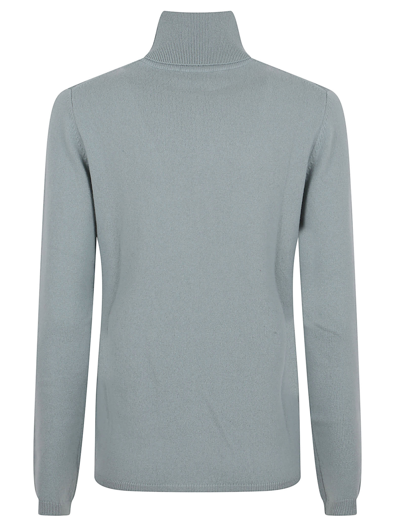 Allude Thin Cashmere Turtleneck Sweater With Ribbed Detailing In Gray
