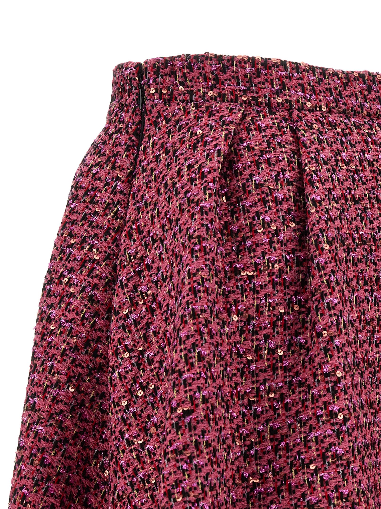 Alessandra Rich Wool-blend Tweed Embellished Midi Skirt In Purple