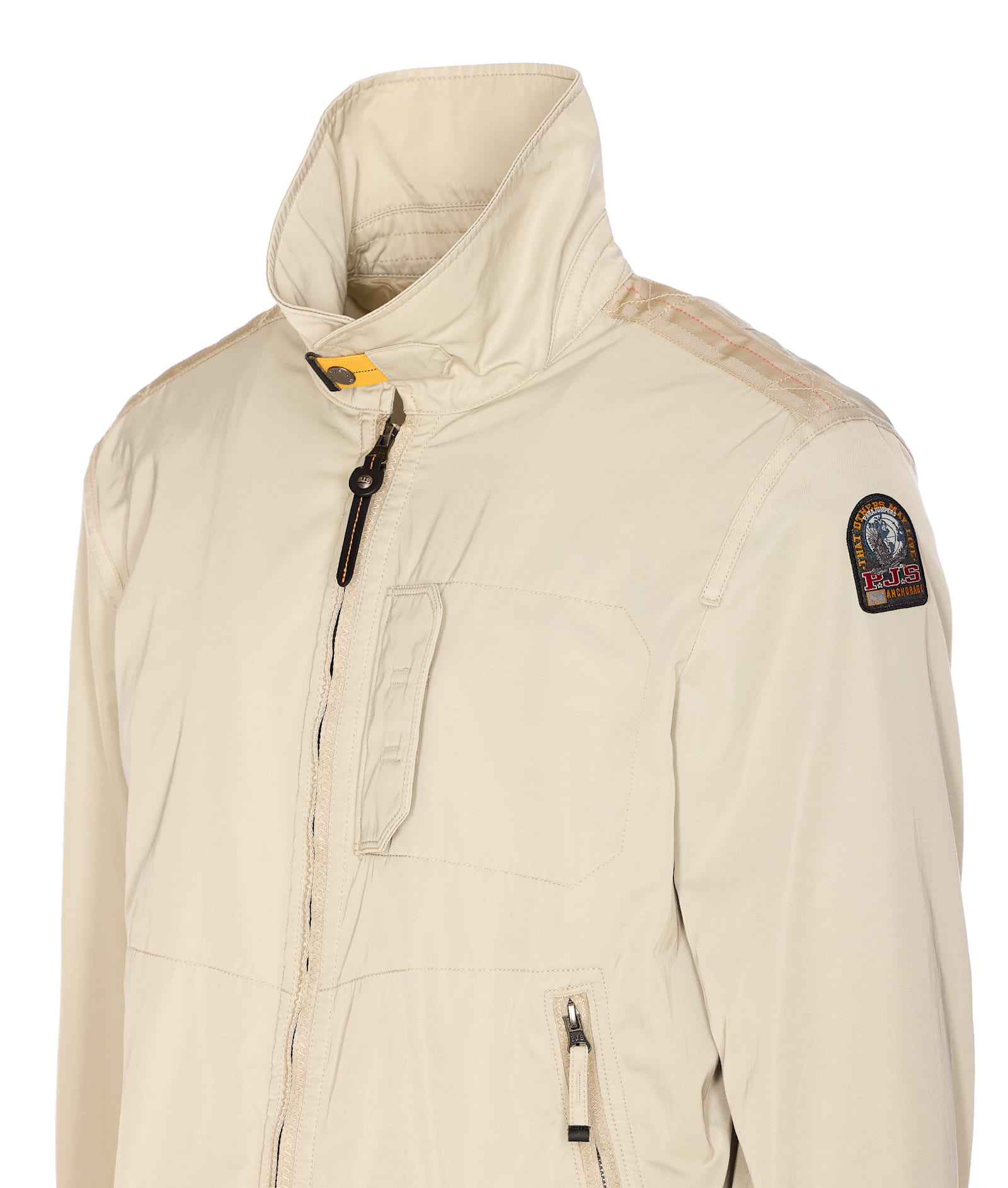 Parajumpers Bound Jacket With High Collar And Zip Pockets In Beige