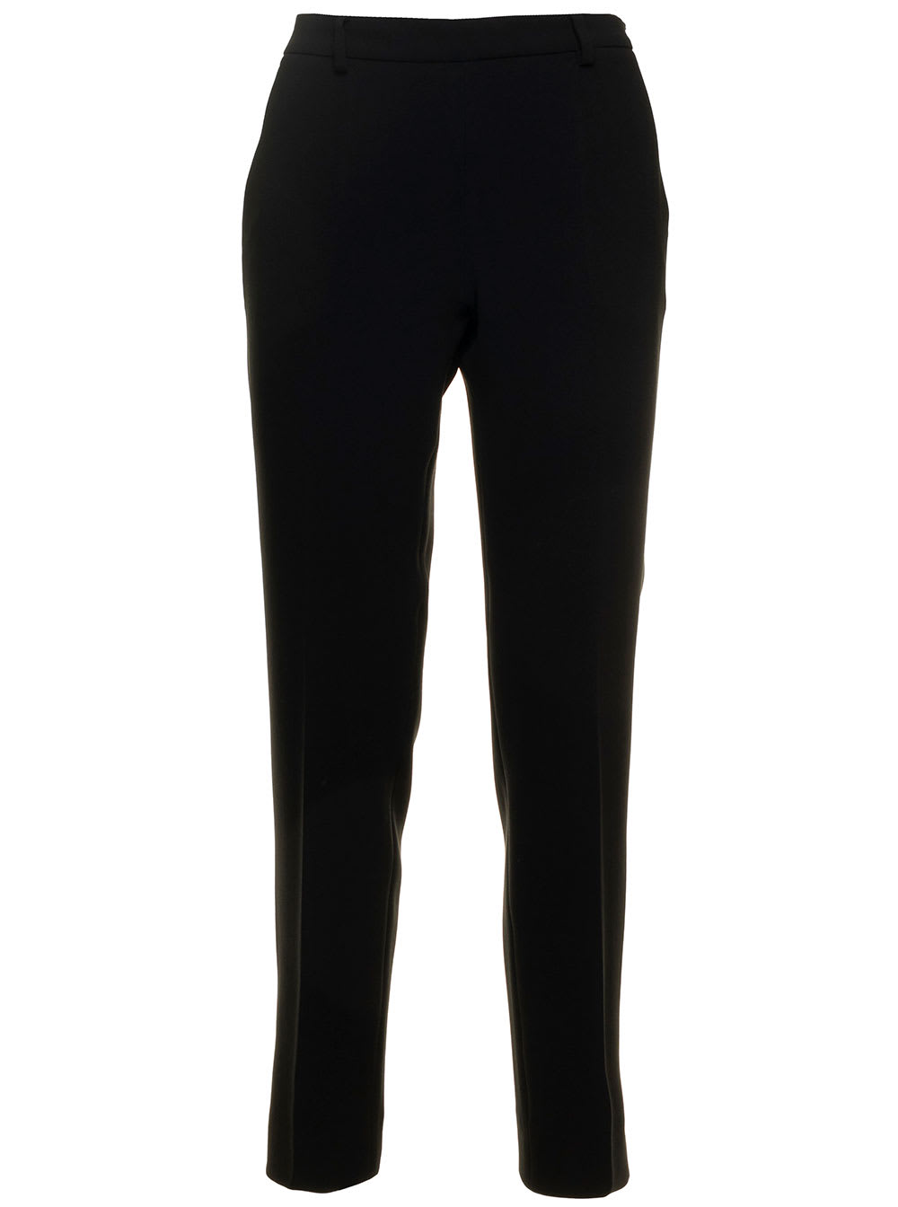 Black Pants With Side Pockets In Stretch Fabric Woman