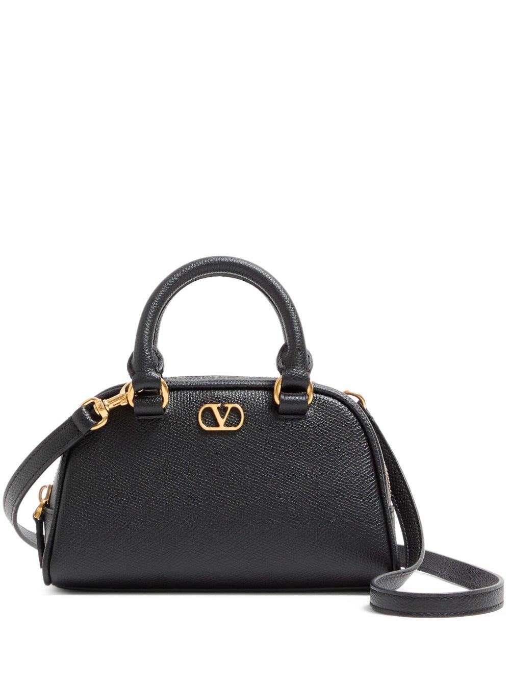 Valentino Garavani Vlogo Signature Leather Mini Bag In Black