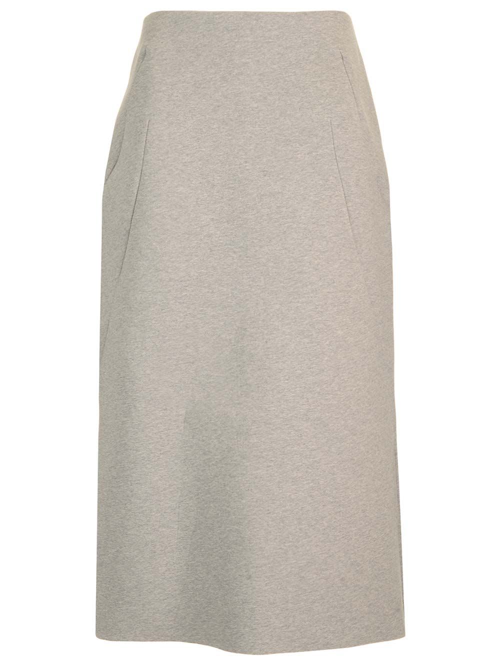 Shop Dries Van Noten Scuba Cotton Midi Skirt In Grey