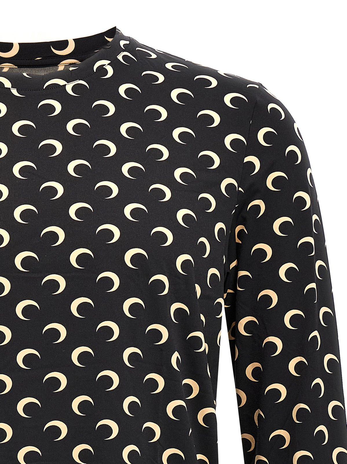 Shop Marine Serre Moon Printed Long-sleeved T-shirt