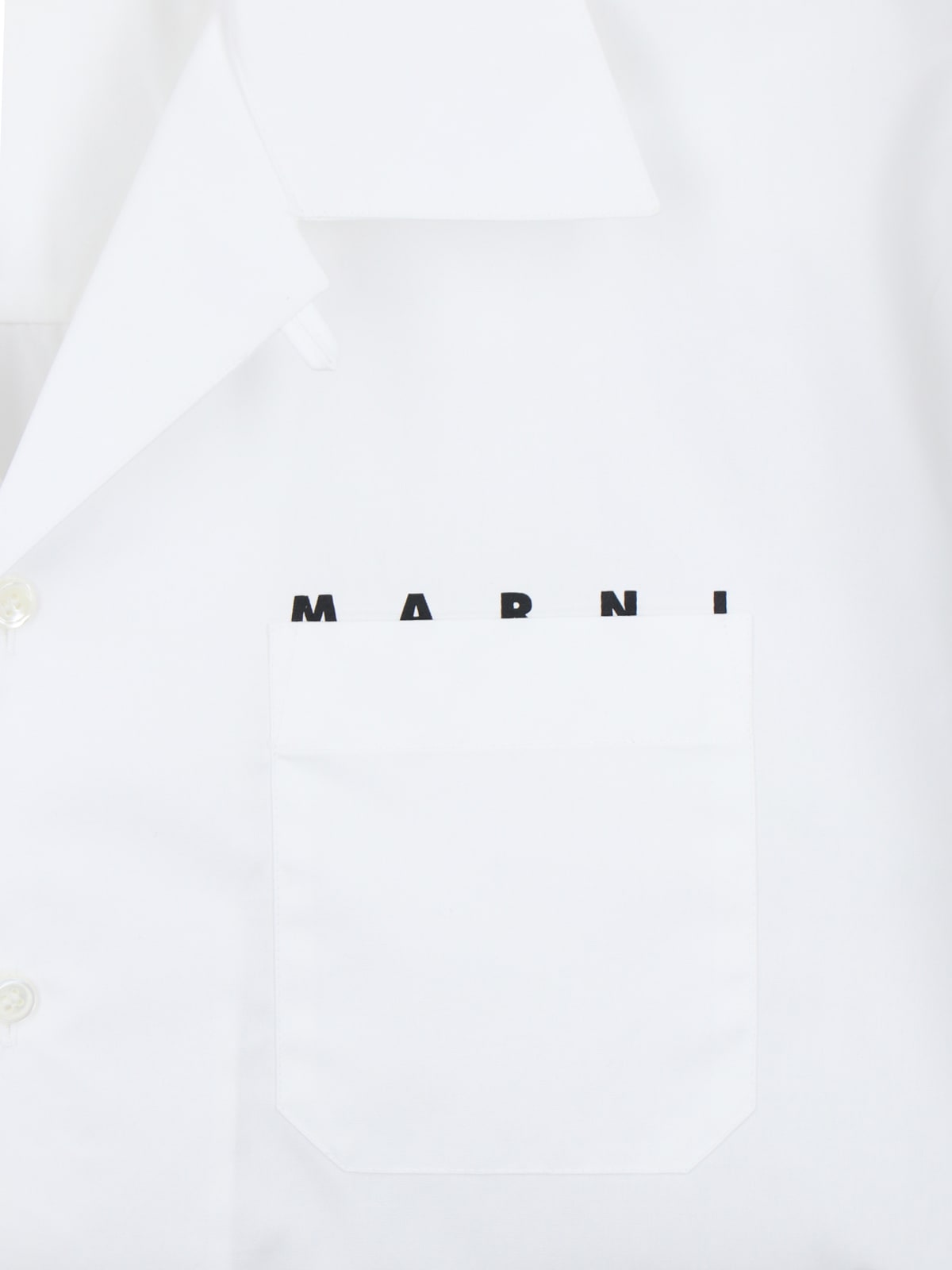 Marni White Poplin Bowling Hidden Logo Shirt In White