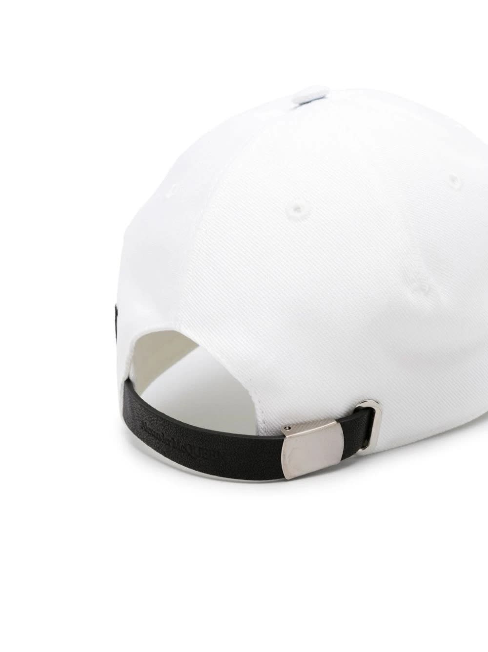Shop Alexander Mcqueen White Baseball Hat With Mcqueen Embroidery