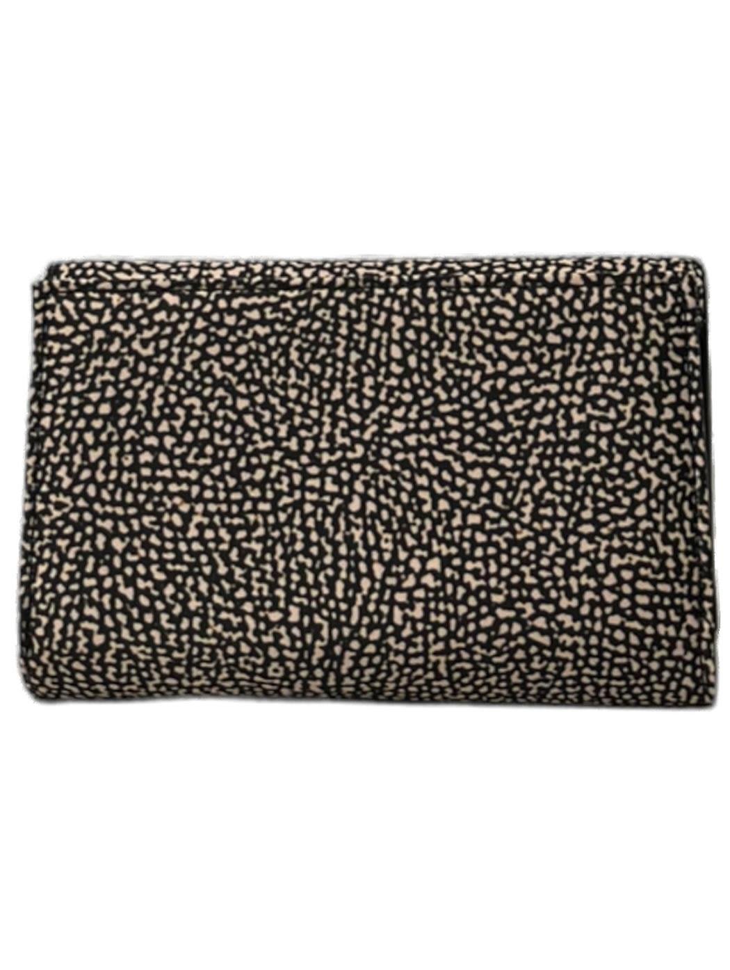 Shop Borbonese Press Stud Fastened Medium Wallet In Op Naturale Nero