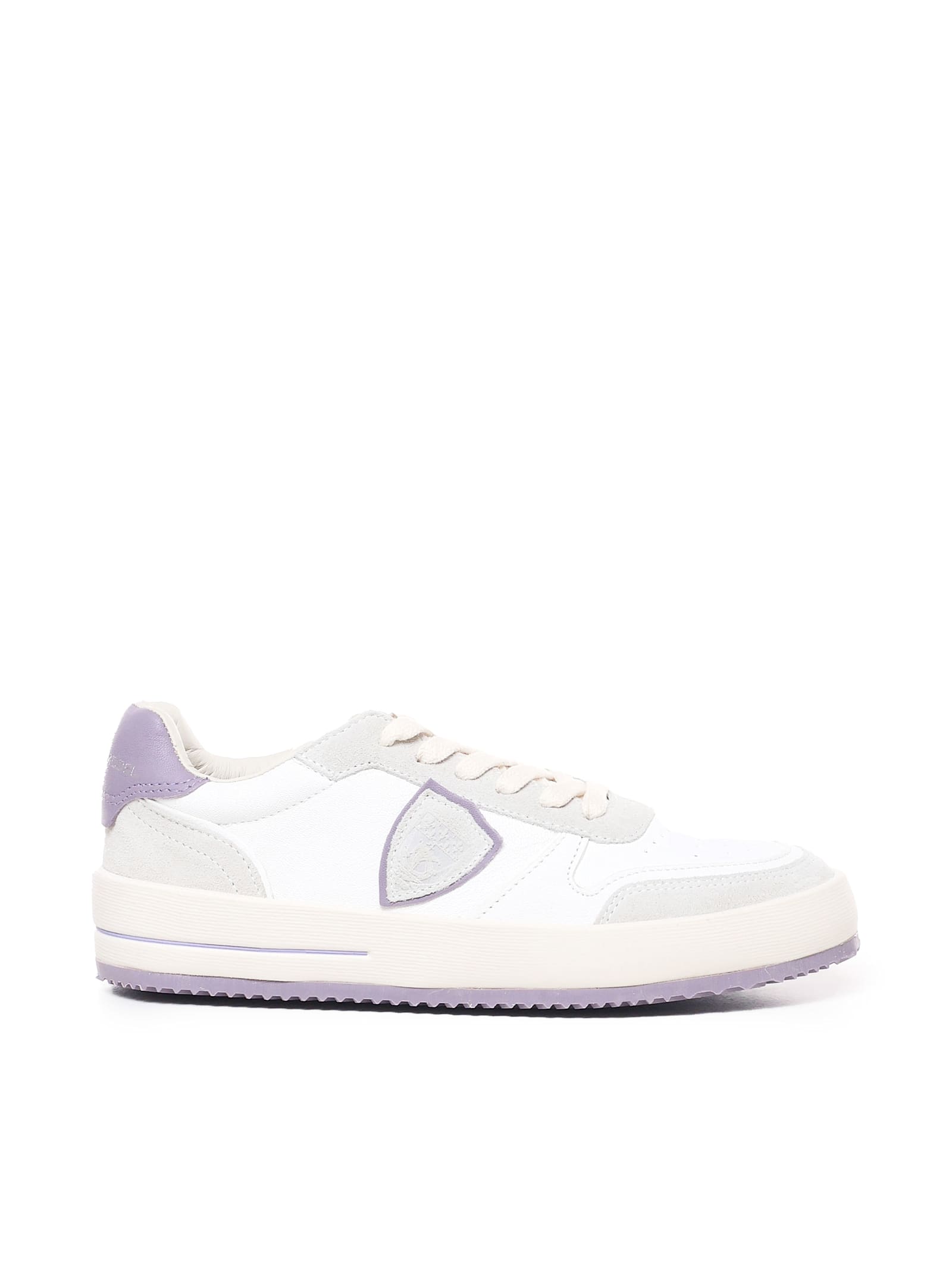 Shop Philippe Model Sneakers Nice In Calfskin And Suede In White, Lilac