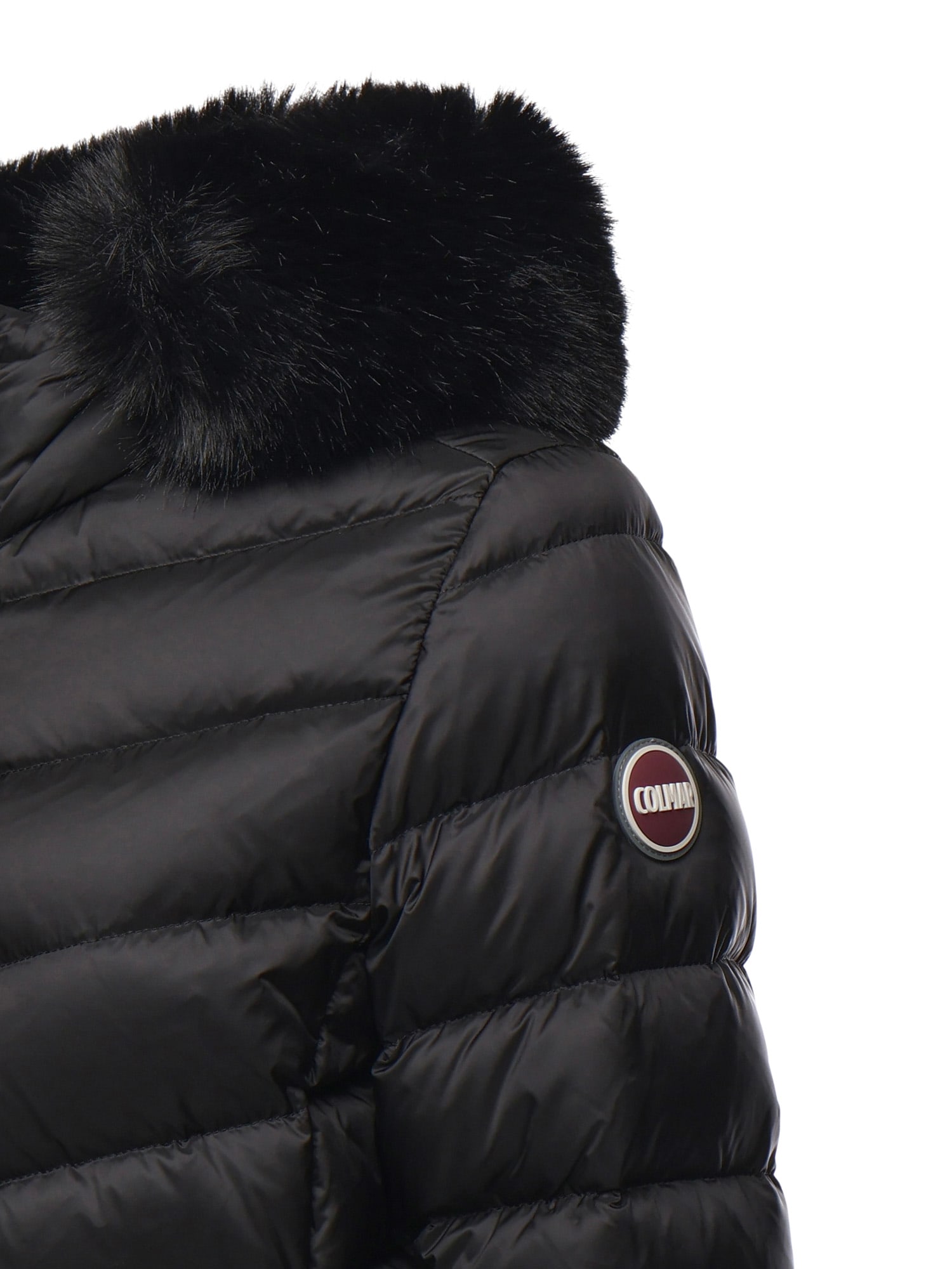 Colmar Woman Quilted Down Jacket With Synthetic Fur 2219e 2yo 99 In Black