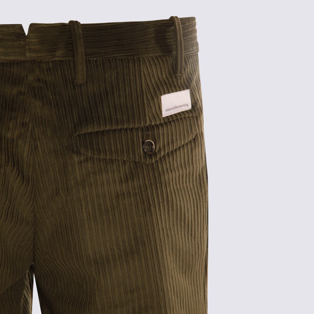 Nine In The Morning Dark Green Cotton Pants In Animal Print