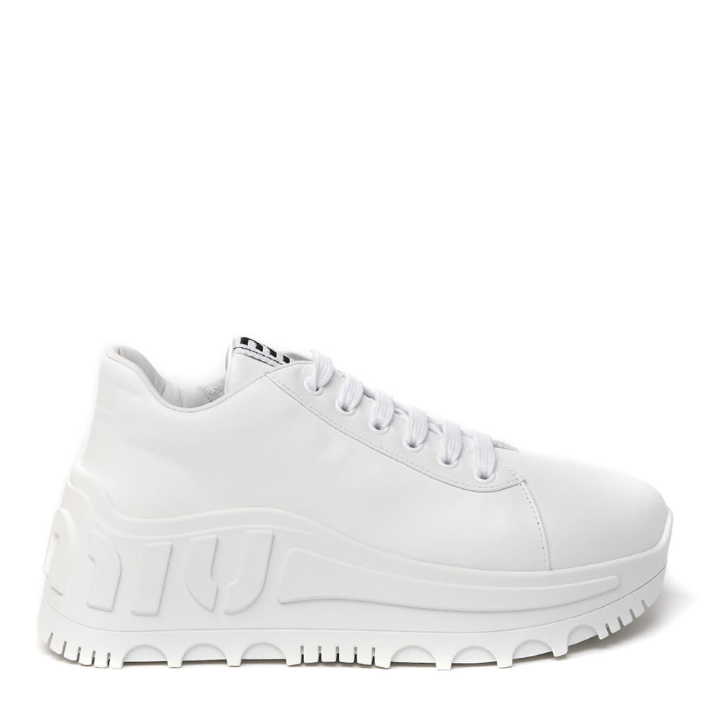 Miu Miu White Leather High Sneaker