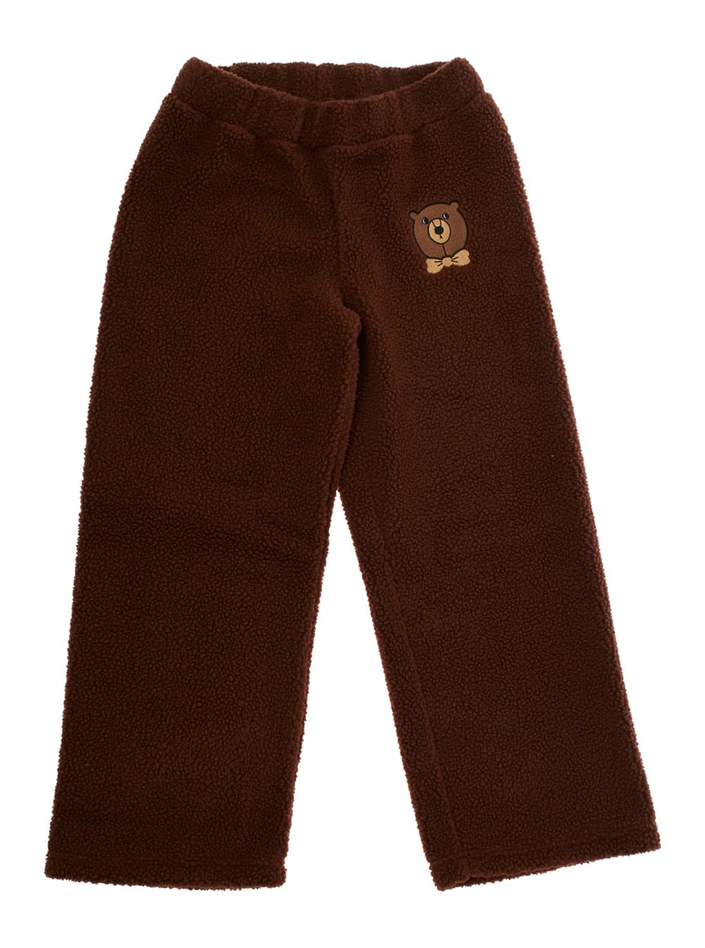 Mini Rodini Brown Trousers With Elastic Waist And Front Logo Patch In Faux Fur Girl In Brown