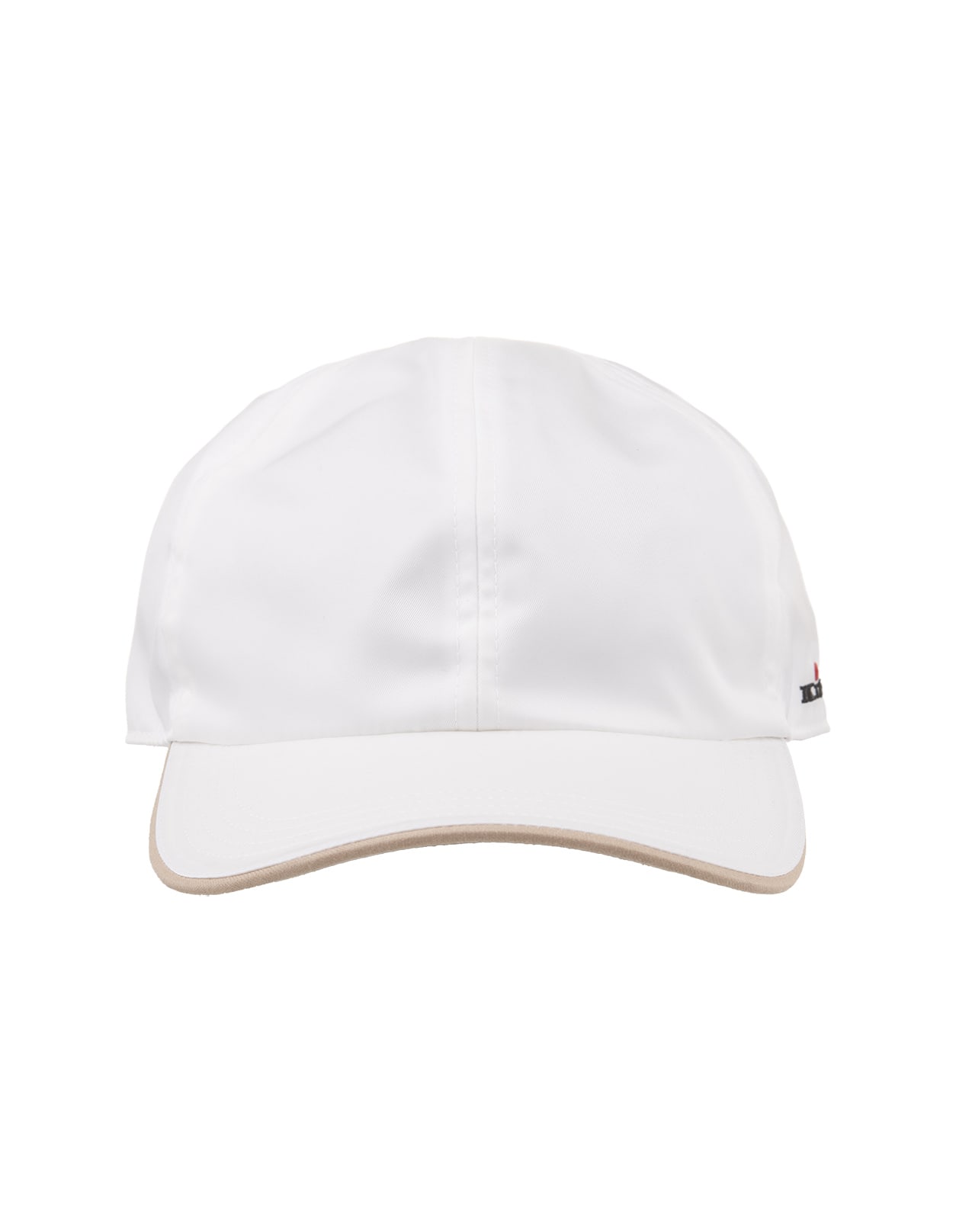 White Nylon Baseball Hat With Logo