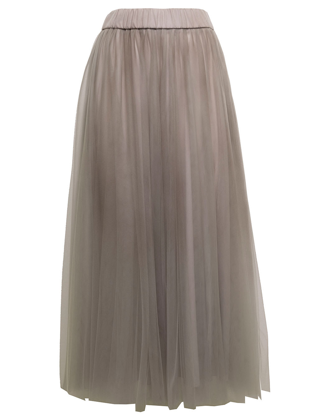 Midi Taupe Colored Tulle Long Skirt Fabiana Filippi Woman