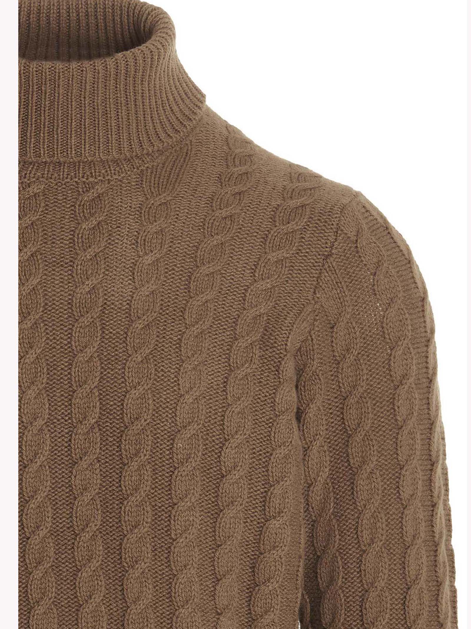 Shop Zanone Cable Sweater In Cammello