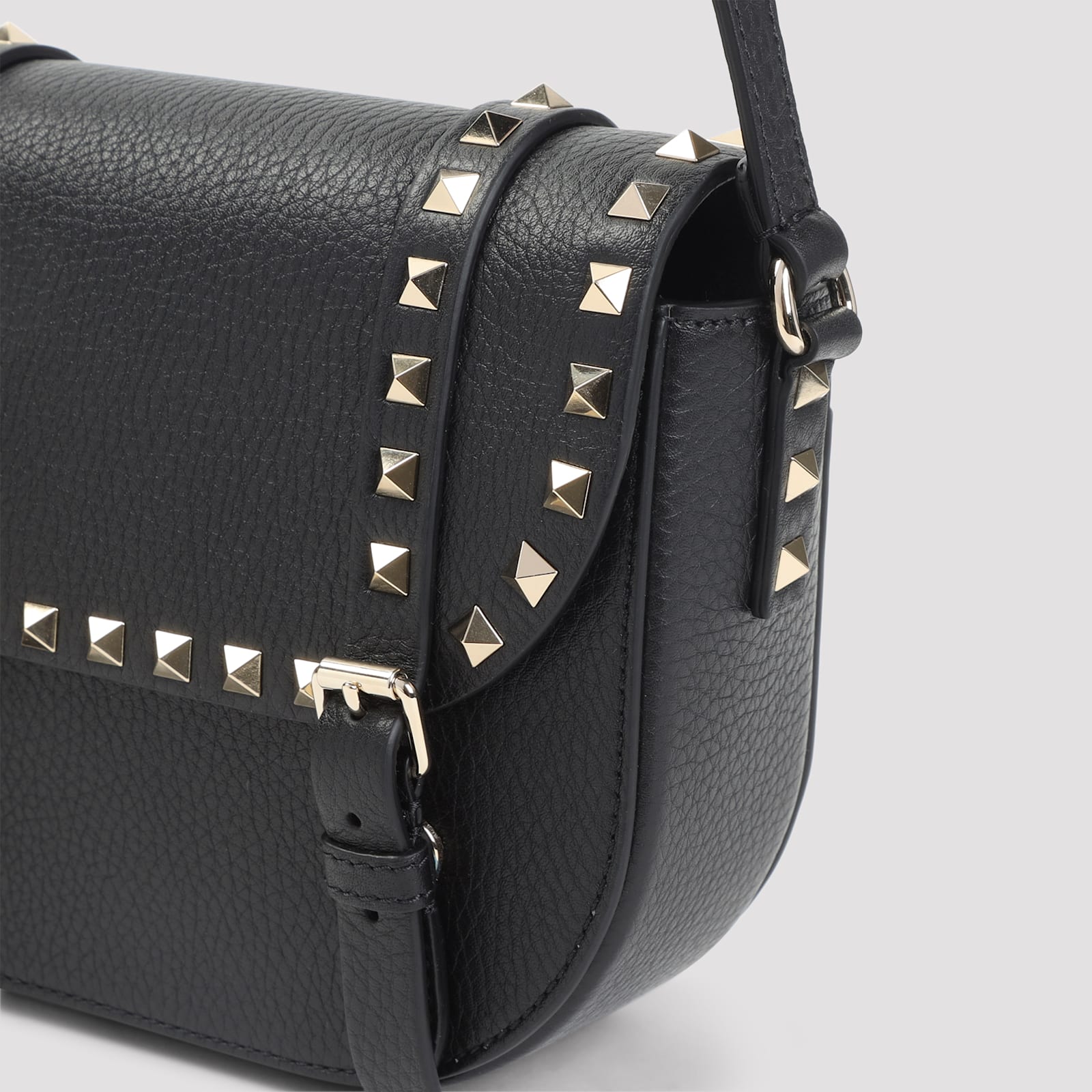 Valentino Small Rockstud Shoulder Bag In Black