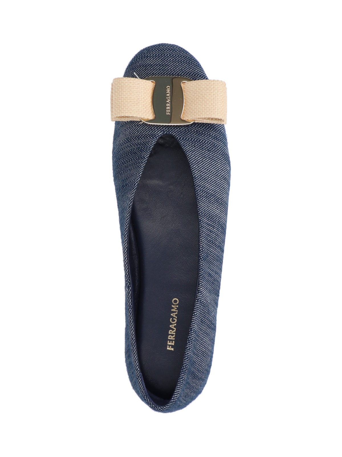 Shop Ferragamo Vara Bow Ballet Flats In Blue