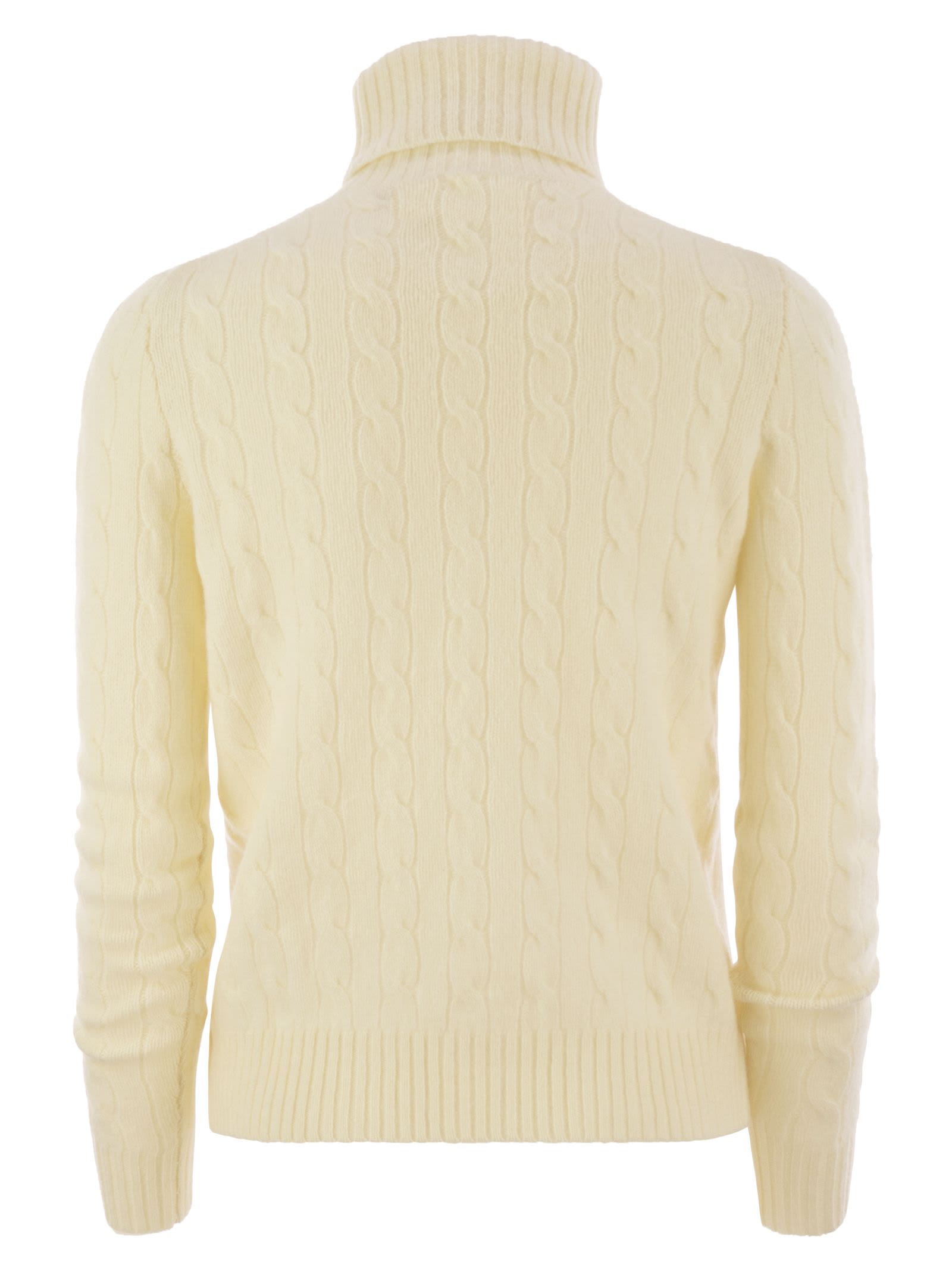 Polo Ralph Lauren Wool And Cashmere Cable-knit Turtleneck Sweater In Cream