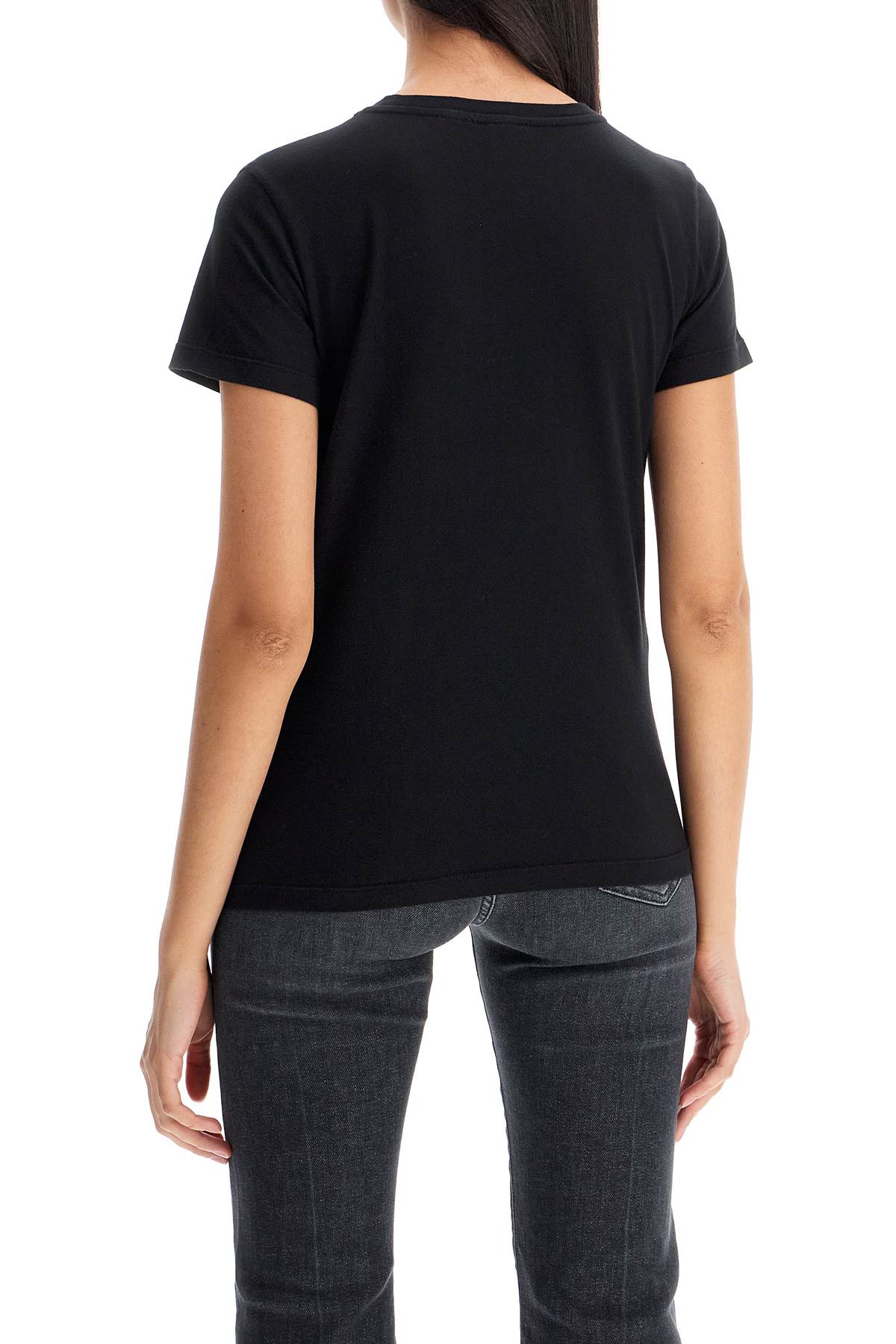 Pinko Logo Embroidered Short-sleeved T-shirt In Nero Limousine (black)