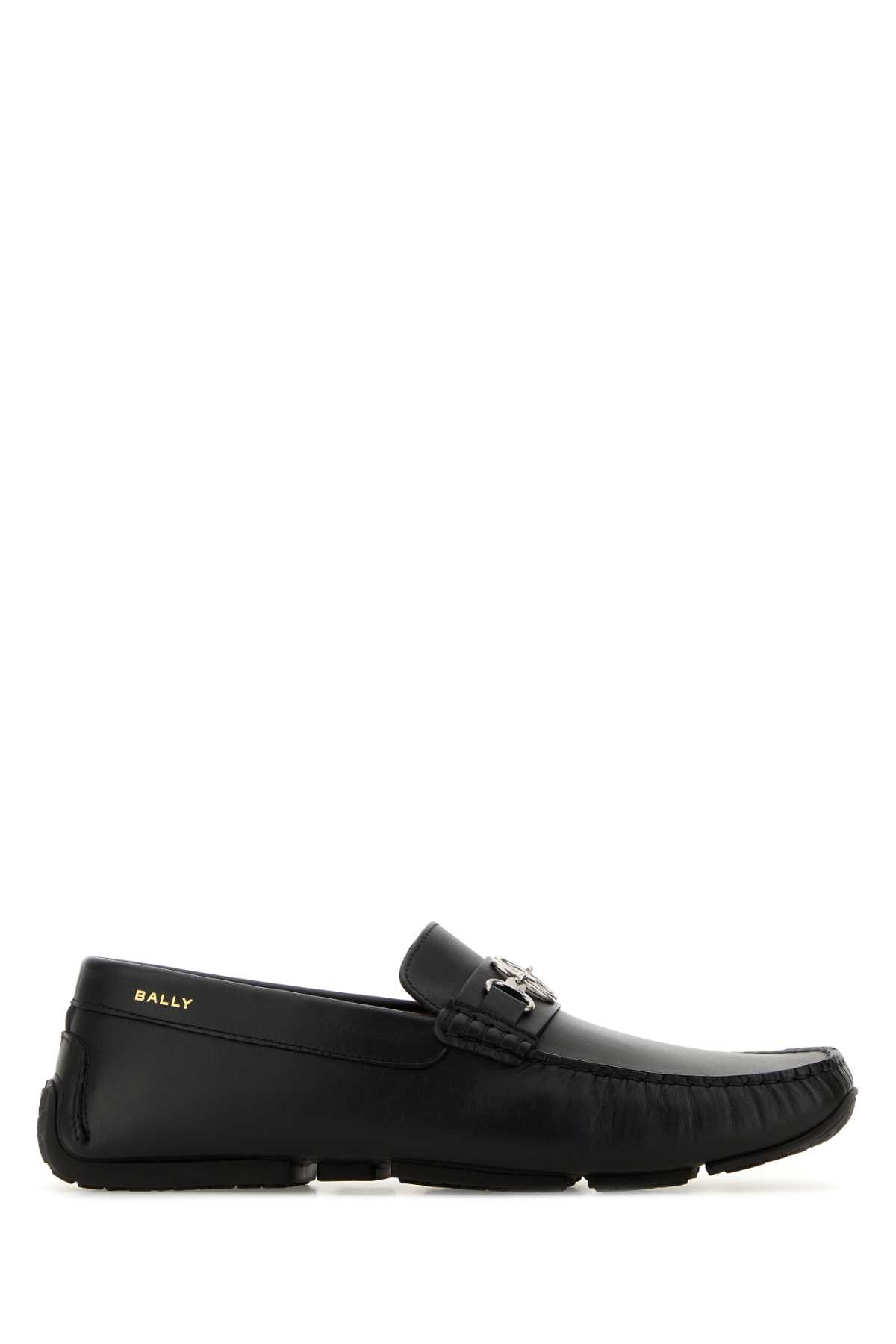 Shop Bally Black Leather Pexon Loafers In Blackpalladio