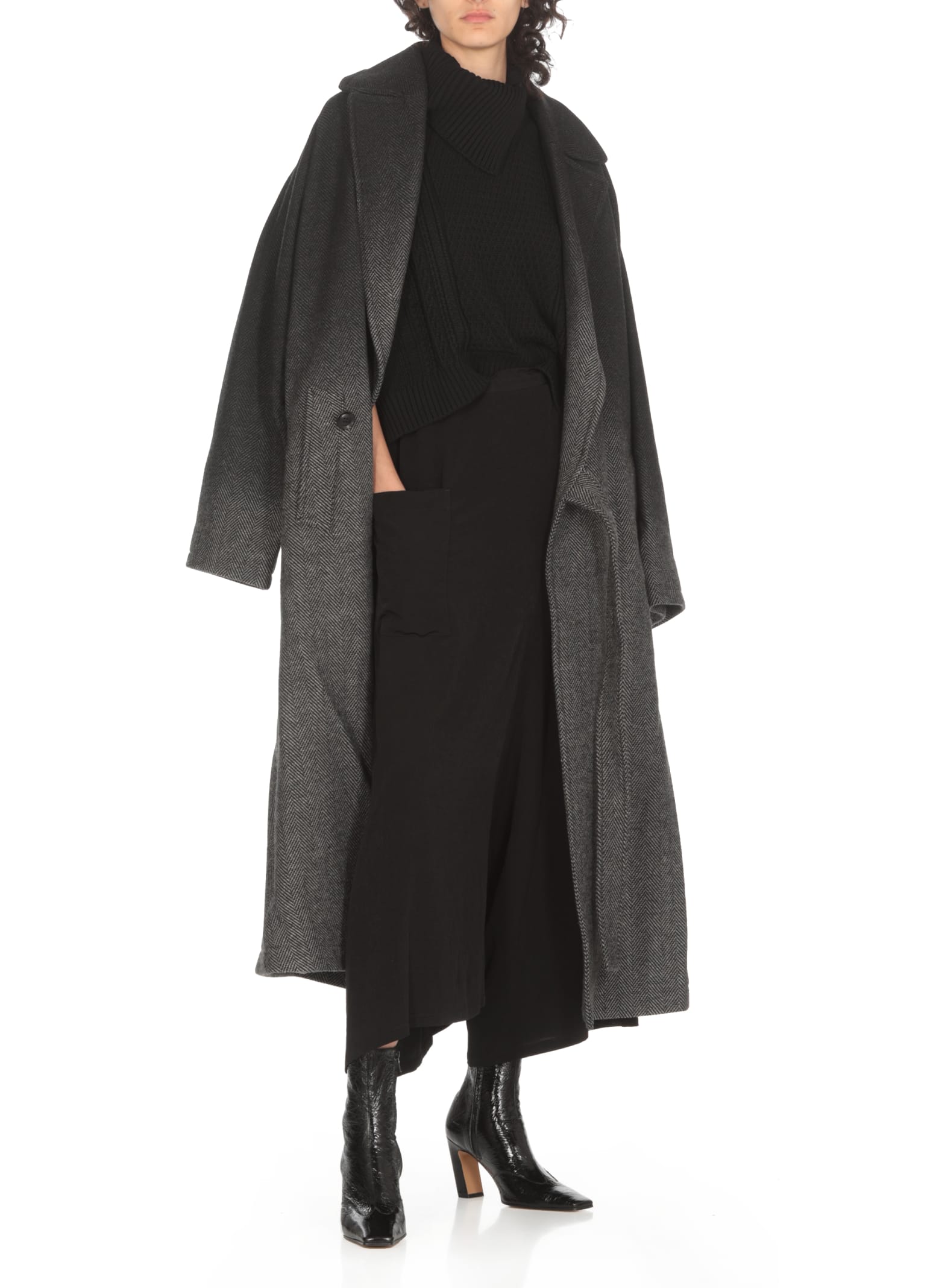 Shop Y's Wool Coat In Black