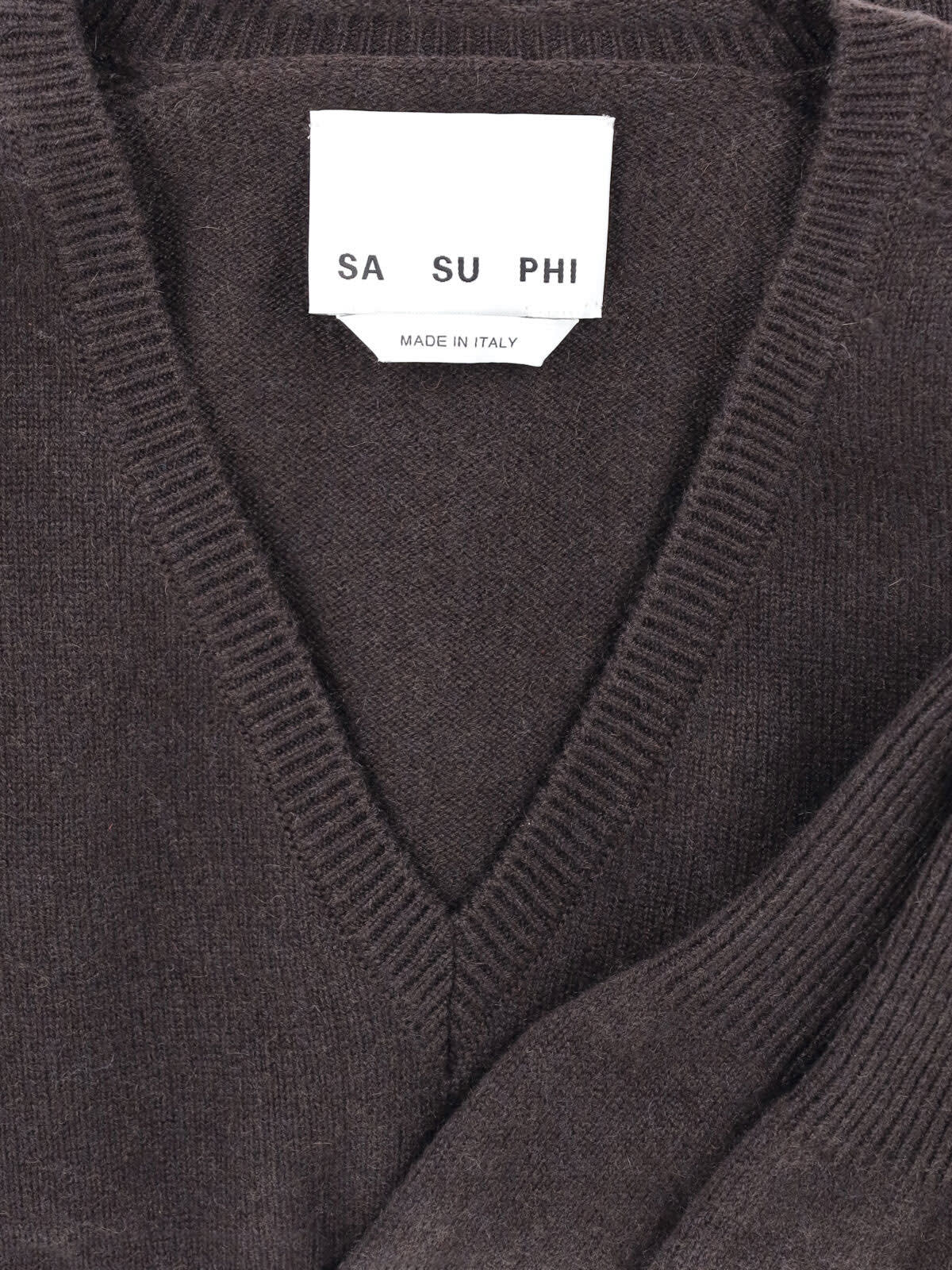 Sa Su Phi Long Sleeve Knitwear V-neckline In Brown