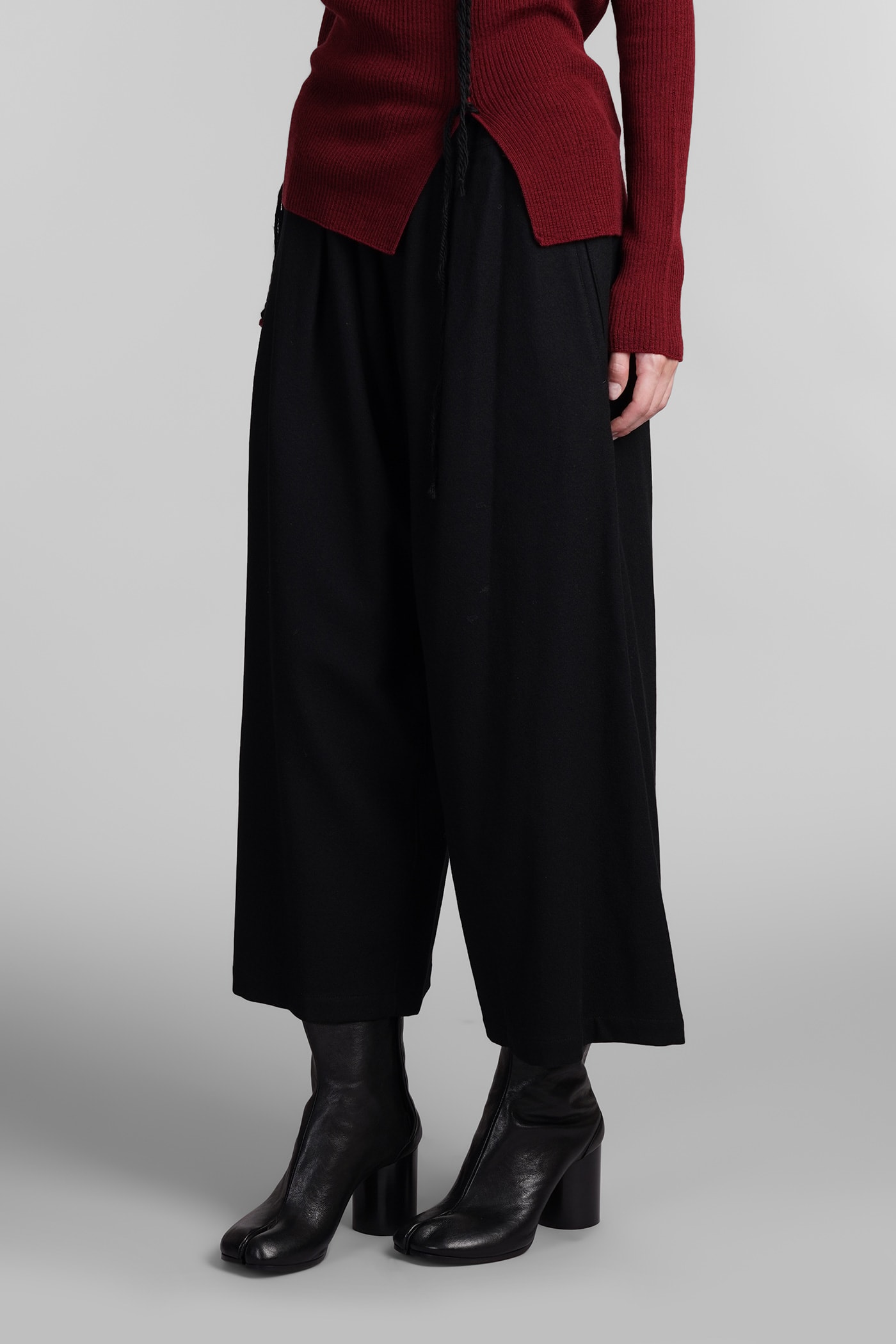 Shop Yohji Yamamoto Pants In Black Wool