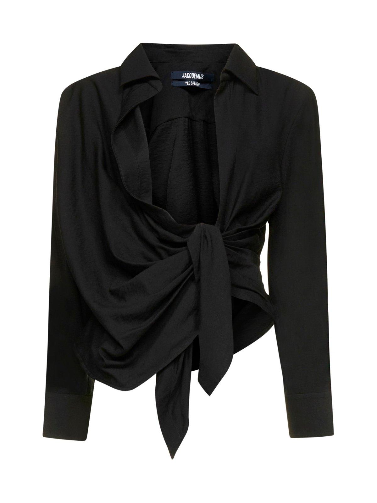Shop Jacquemus Bahlia Tie-up Detailed Blouse In Black