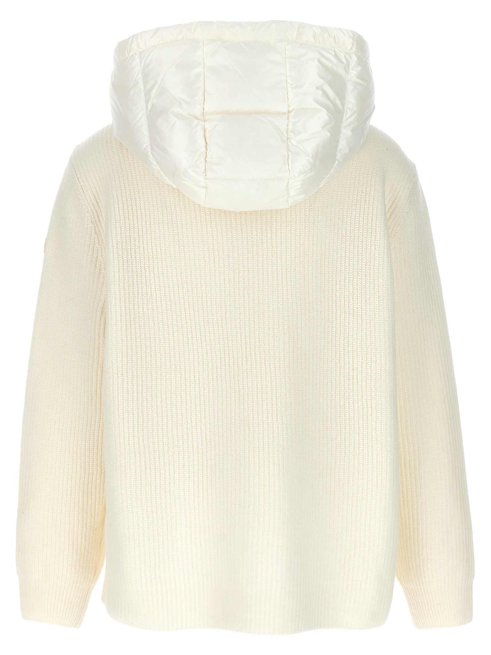Shop Moncler Two-material Cardigan In White