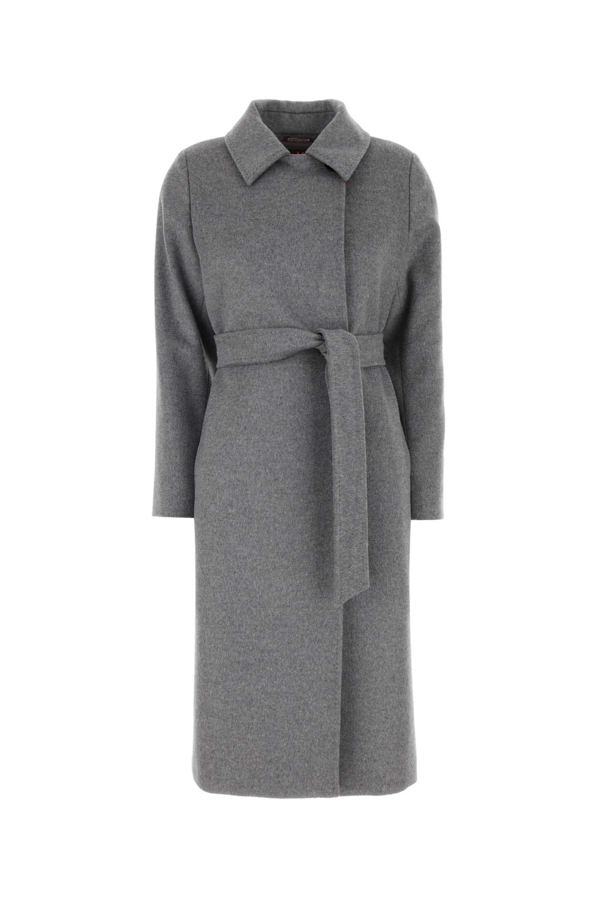 Shop Max Mara Grey Wool Bcollag Coat In Grigiomedio