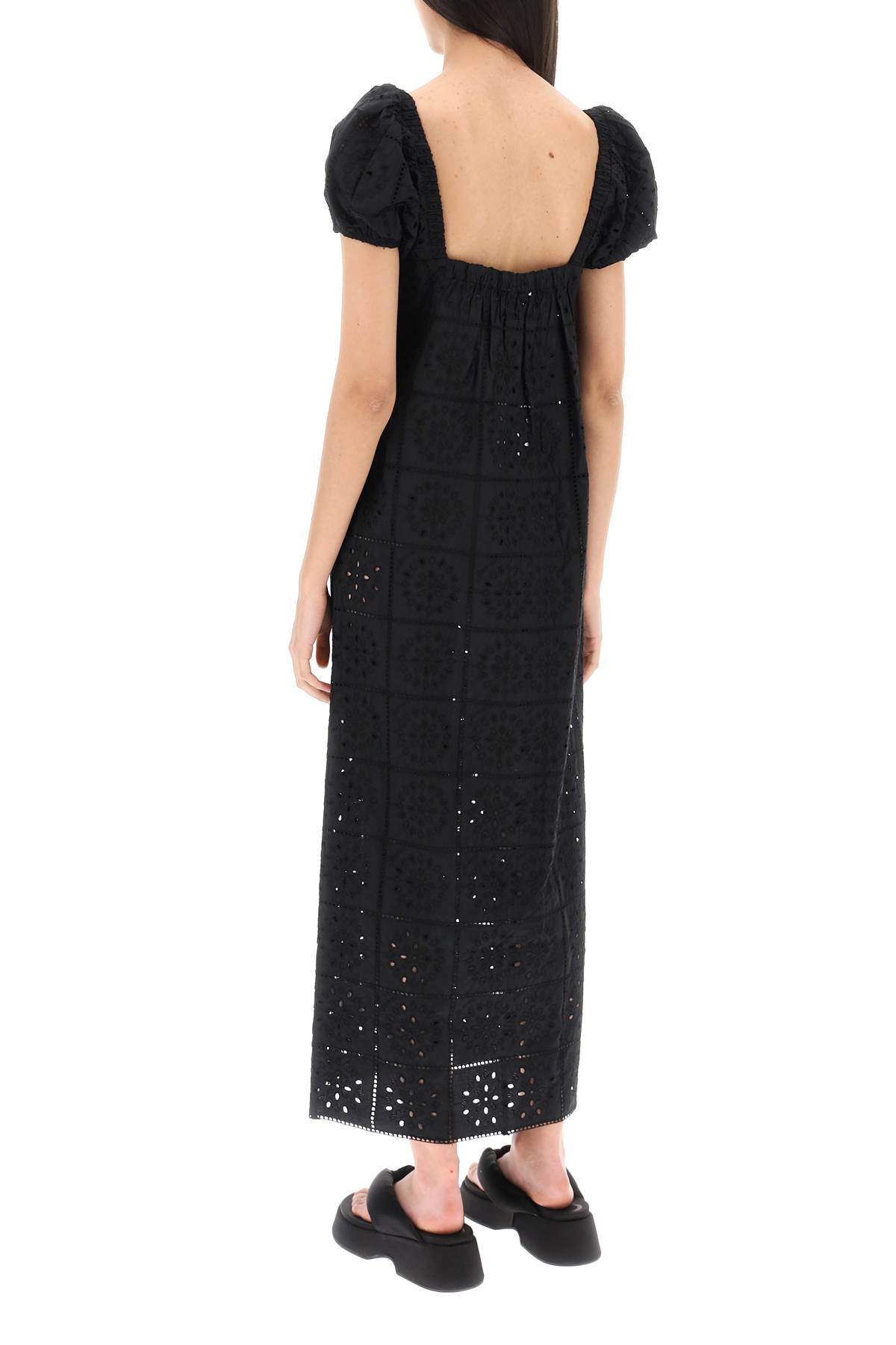 Shop Ganni Broderie Anglaise Maxi Dress In Black (black)