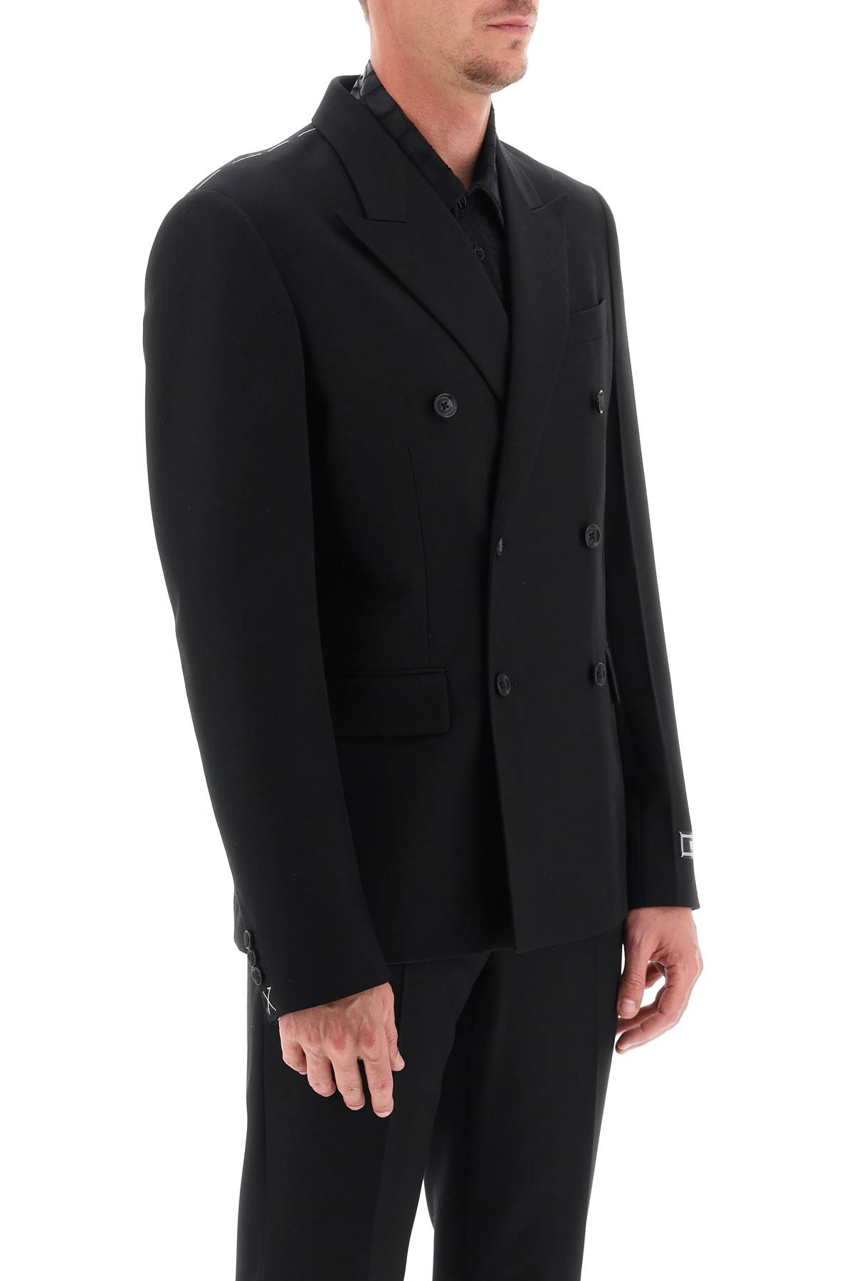 Shop Versace Tailoring Jacket In Wool In Black (black)