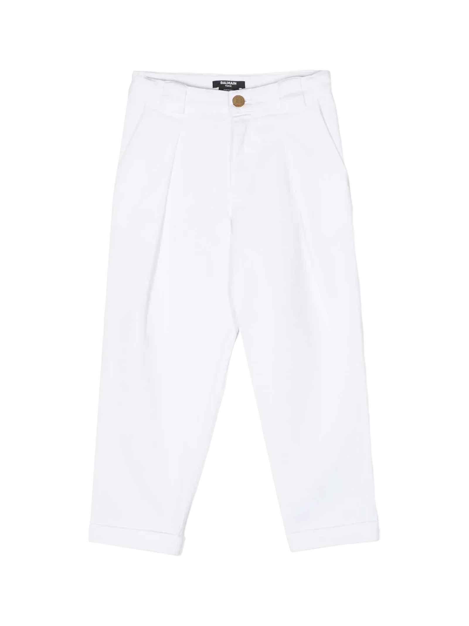 Balmain Kids' White Trousers Unisex In Bianco
