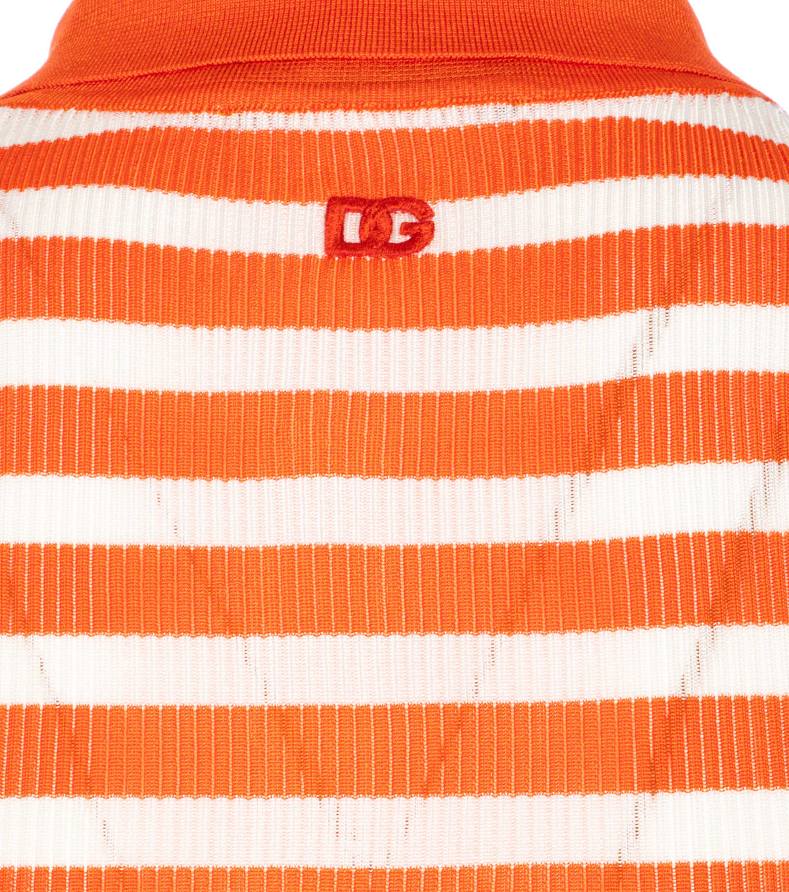 Dolce & Gabbana Striped Polo In Orange