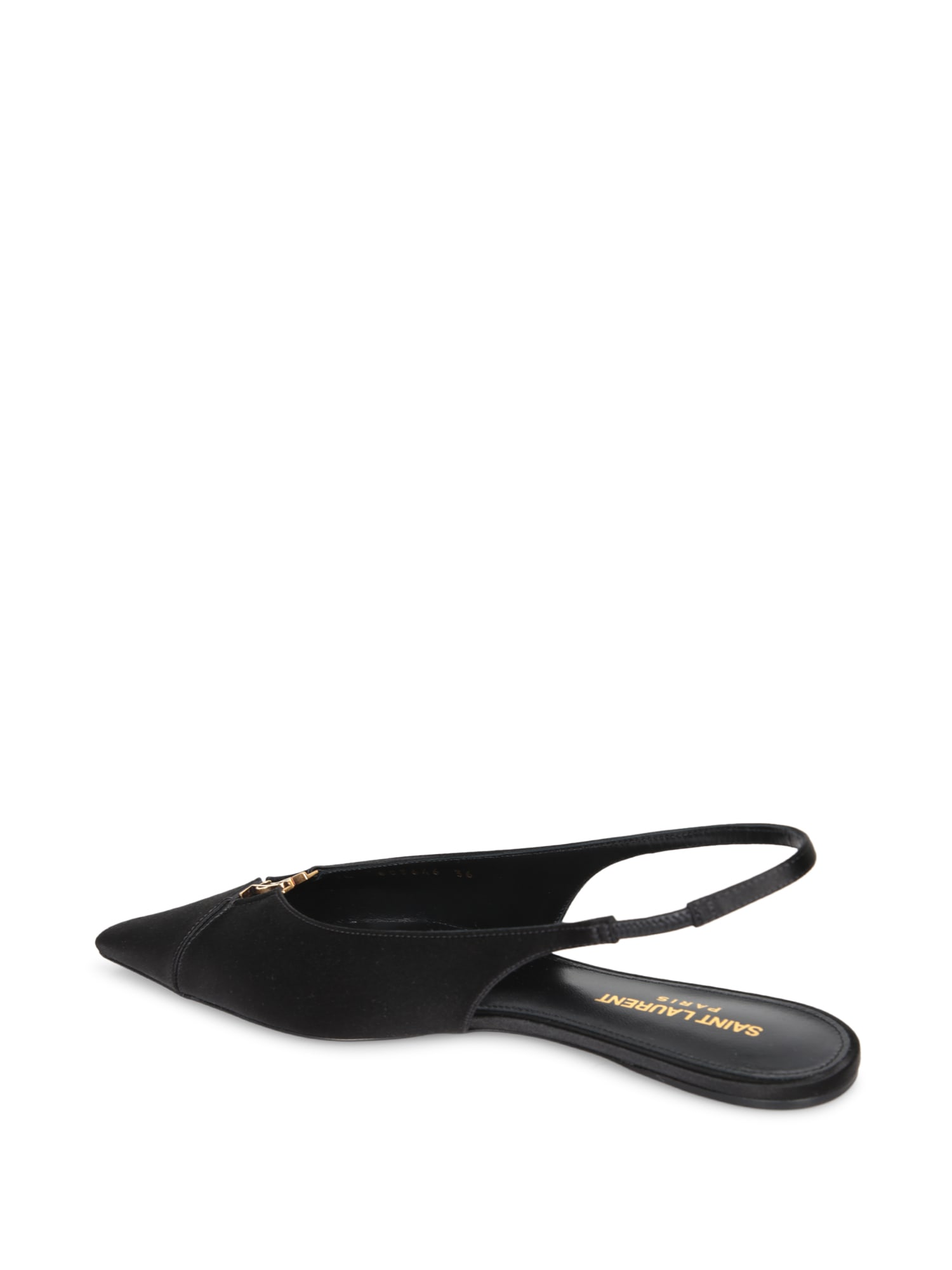 Saint Laurent Babylone Leather Slingback Ballets In Black