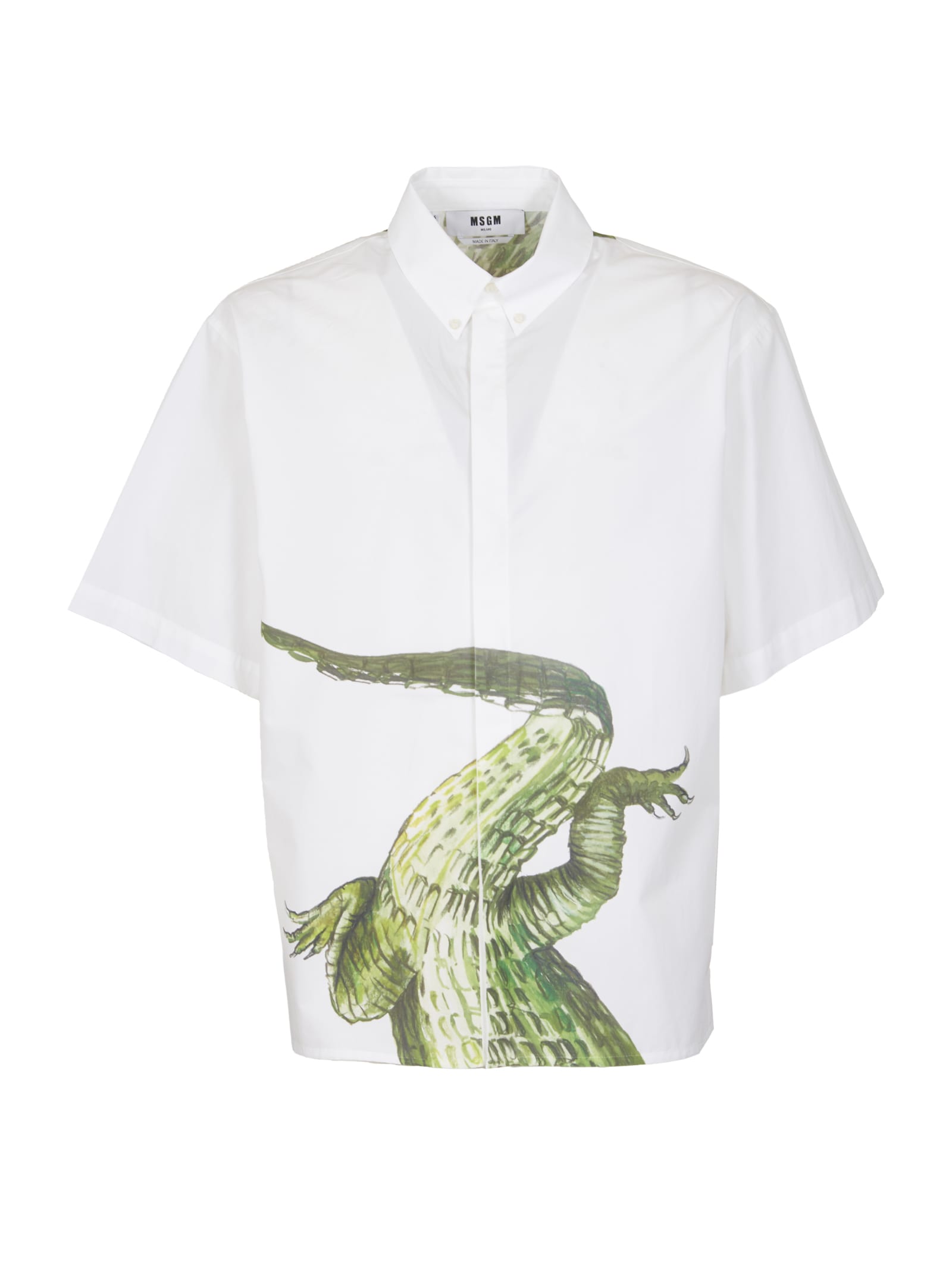 Msgm Animal Print Shirt In White