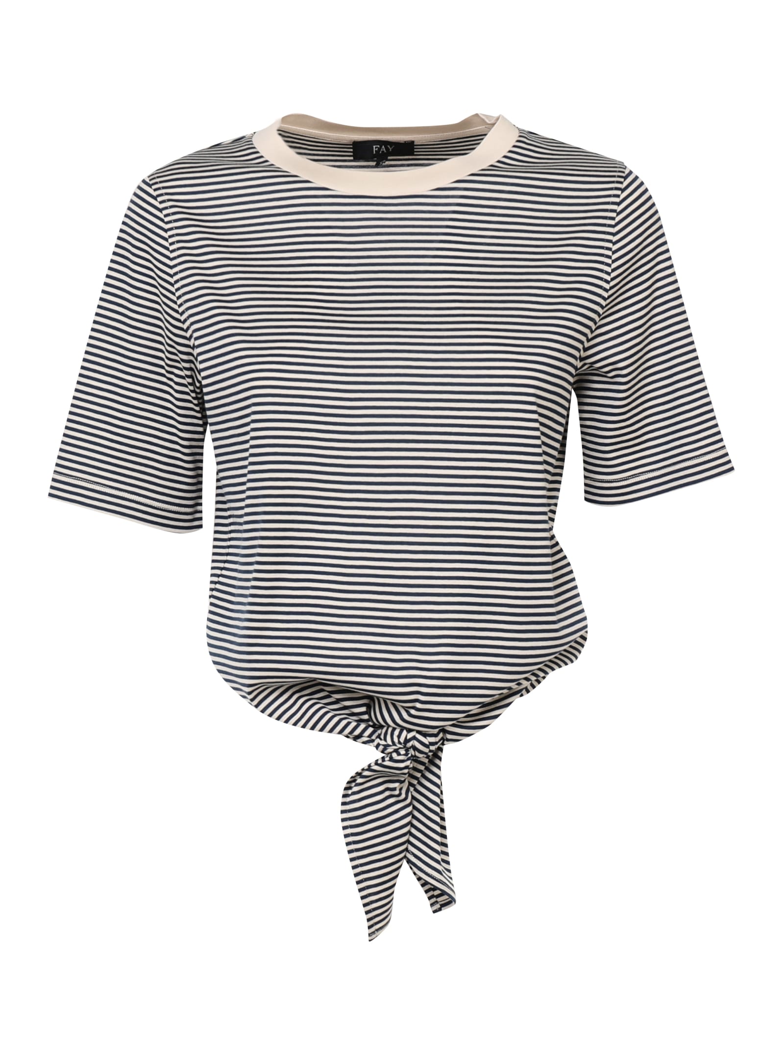Fay Cotton T-shirt With Knot In Blue