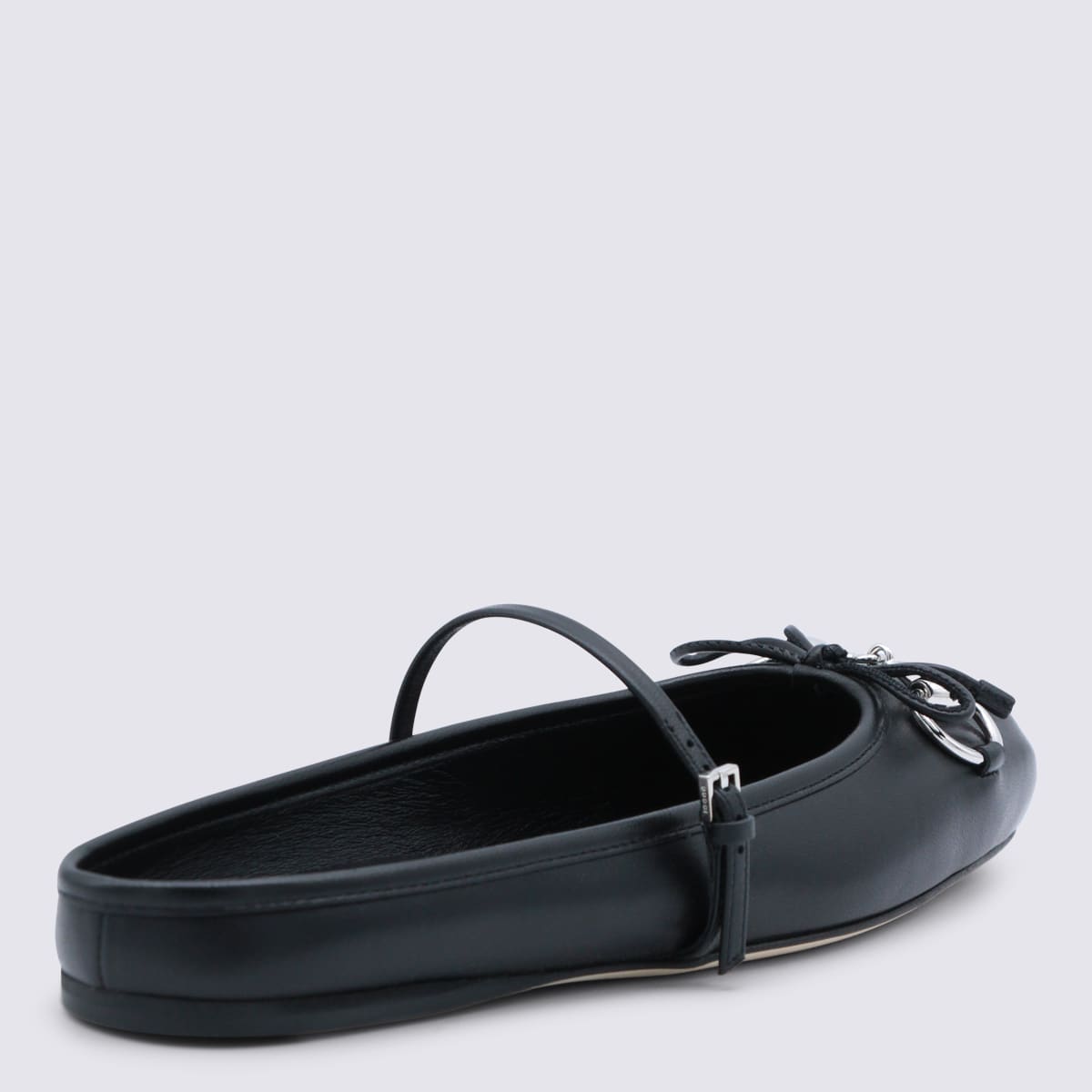 Gucci Black Leather Flats In Black